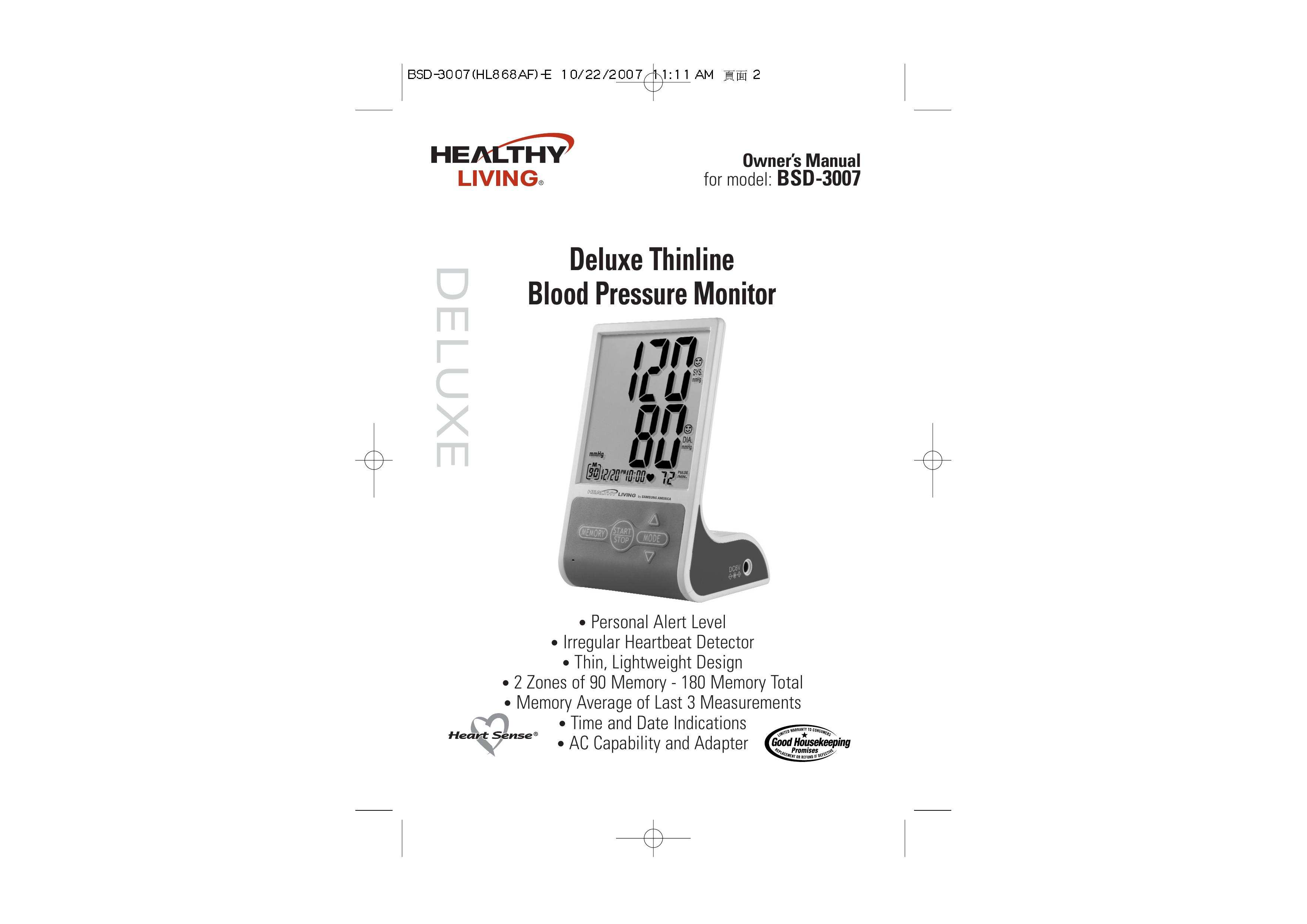 Samsung BSD-3007 Blood Pressure Monitor User Manual