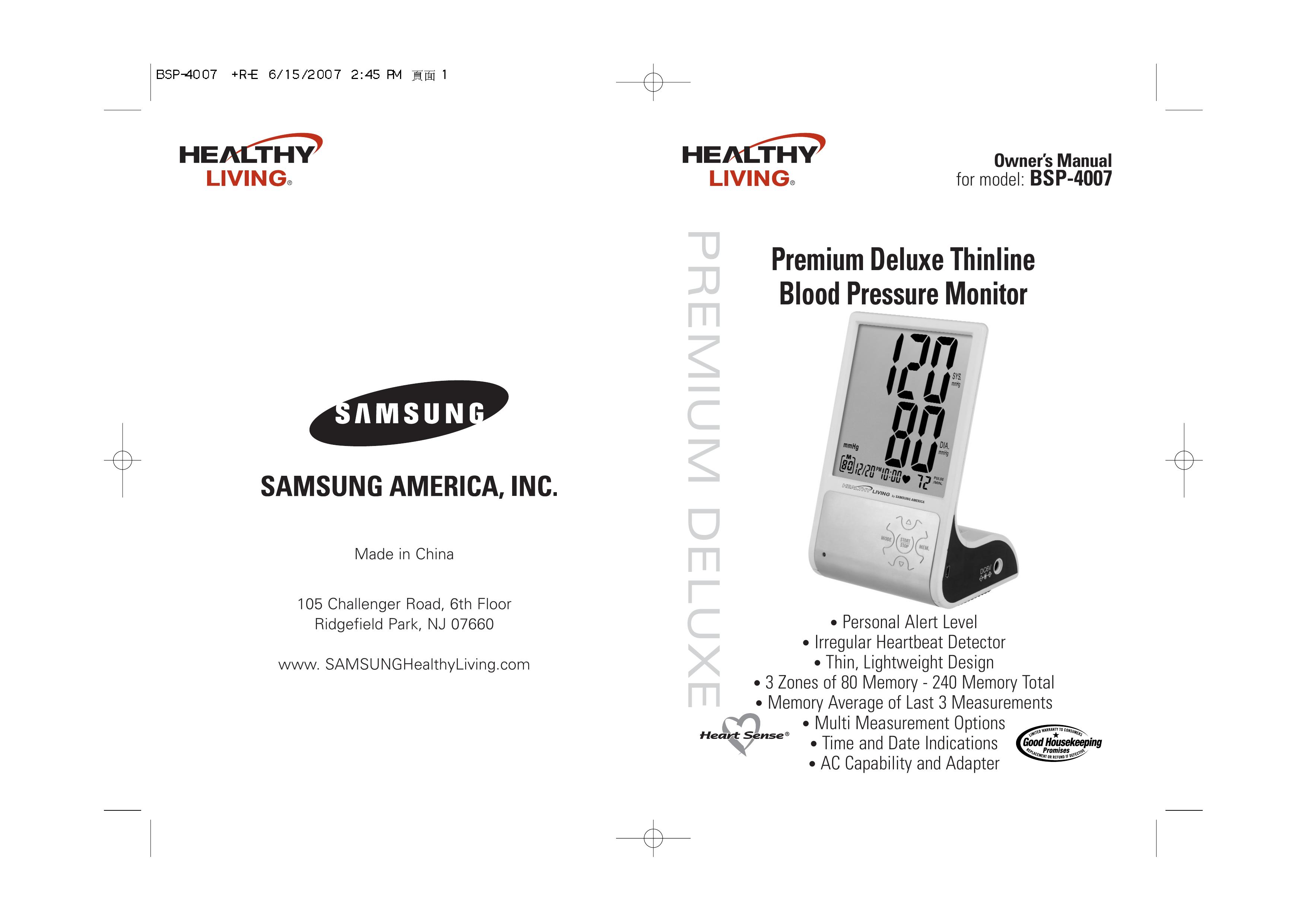 Samsung BSP-4007 Blood Pressure Monitor User Manual