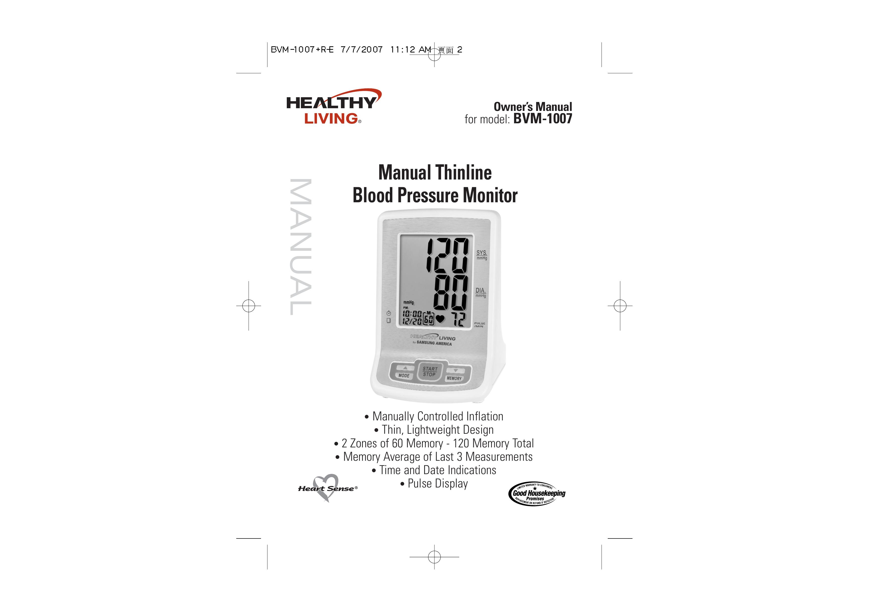 Samsung BVM-1007 Blood Pressure Monitor User Manual