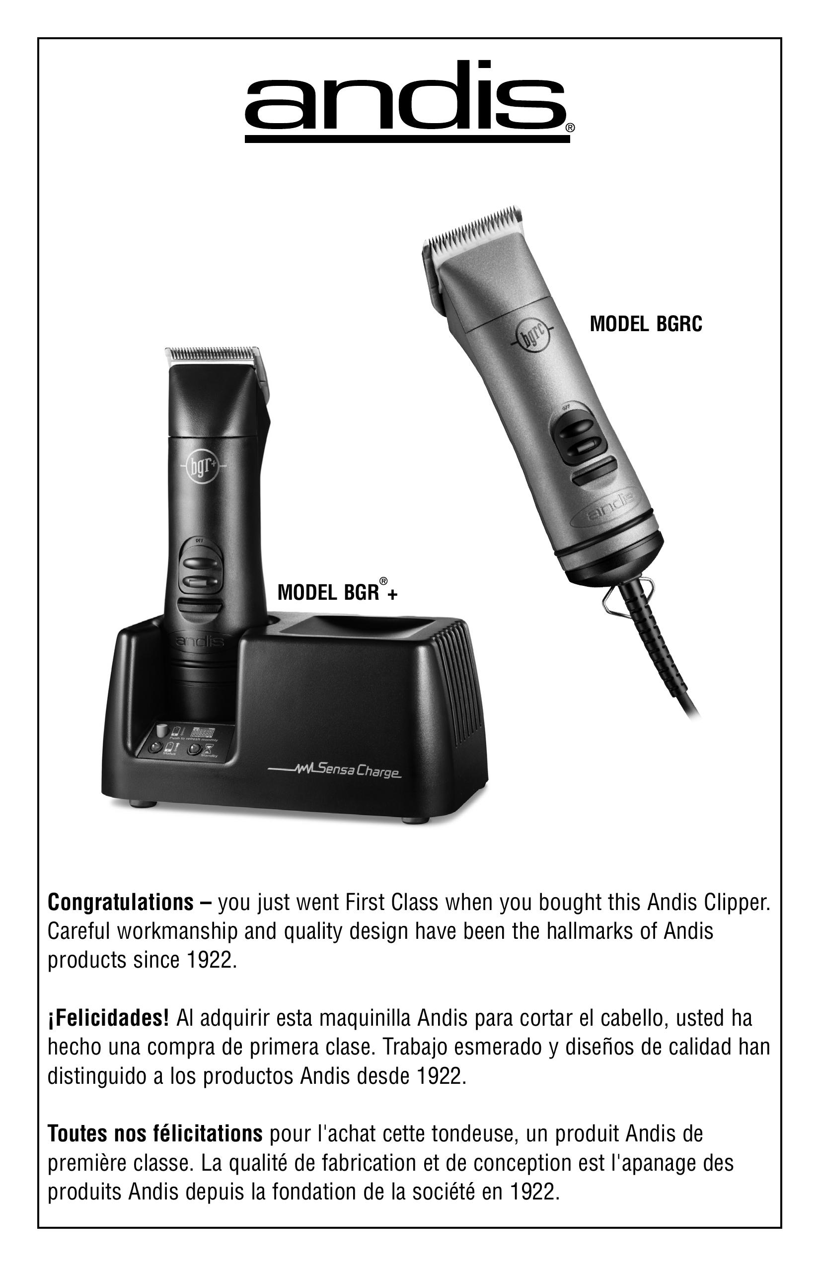 Andis Company Model BGR BGRC Electric Shaver User Manual