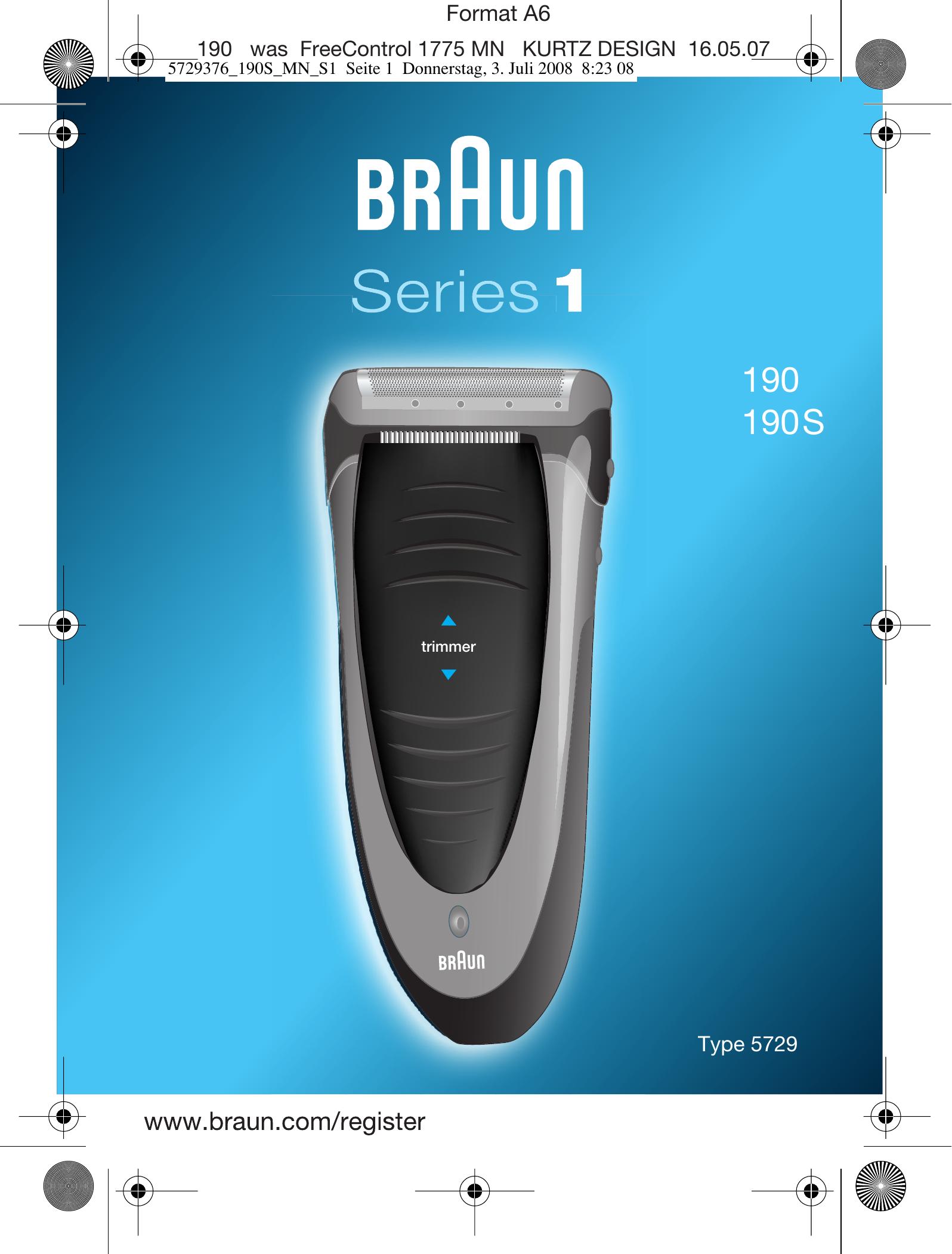 Braun 190 S Electric Shaver User Manual