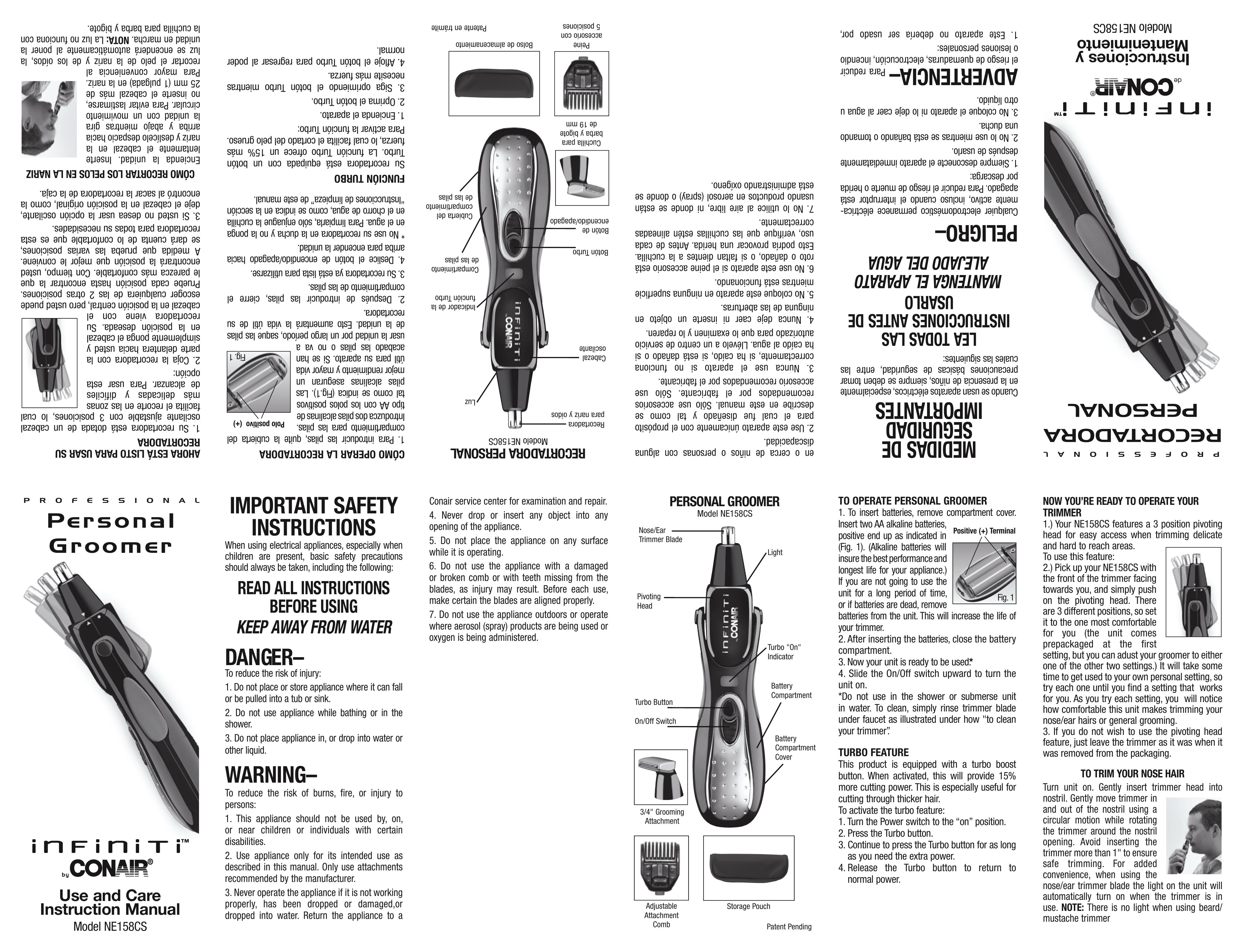 Conair NE158CS Electric Shaver User Manual