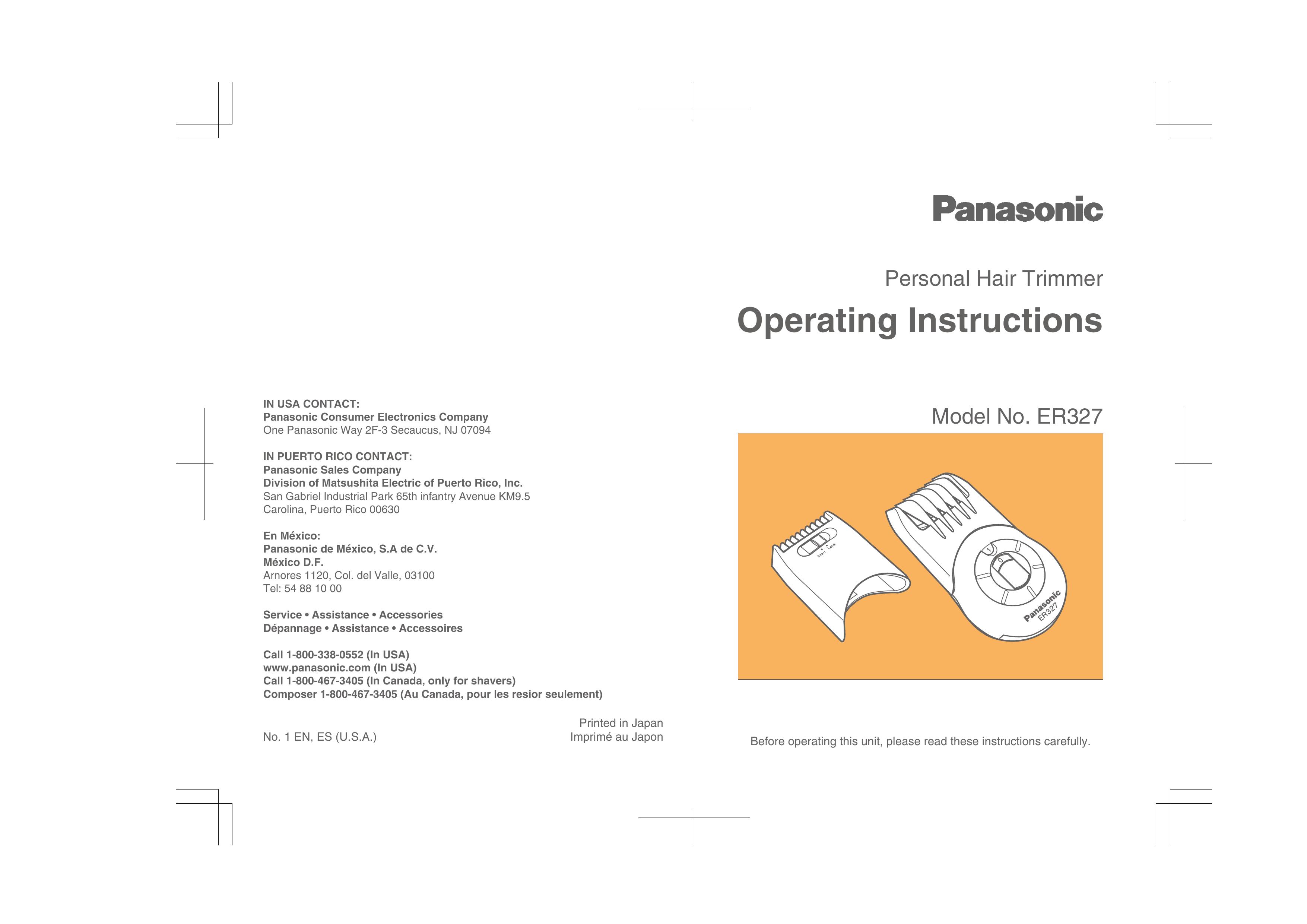 Panasonic ER327 Electric Shaver User Manual