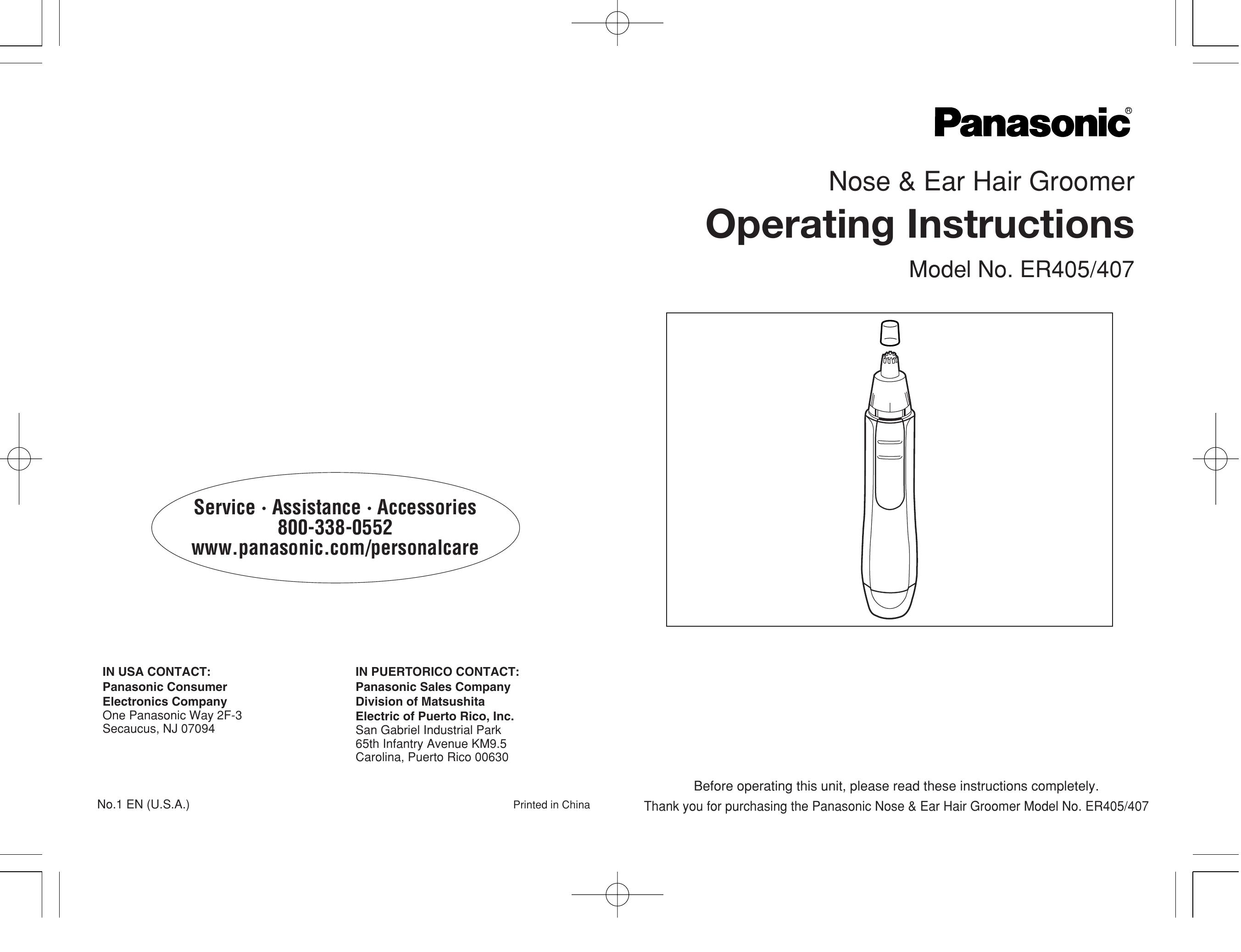Panasonic ER405/407 Electric Shaver User Manual