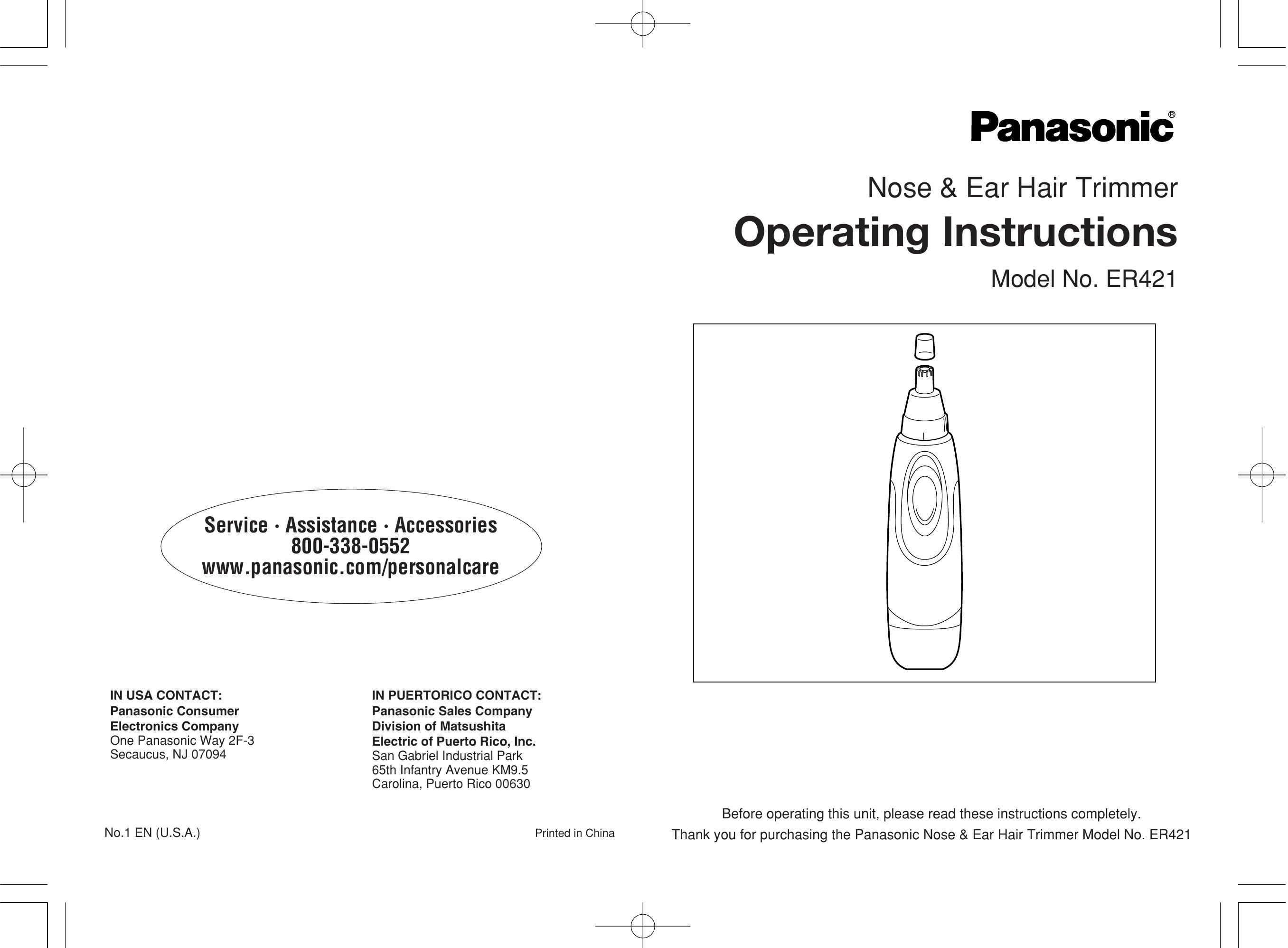 Panasonic ER421 Electric Shaver User Manual