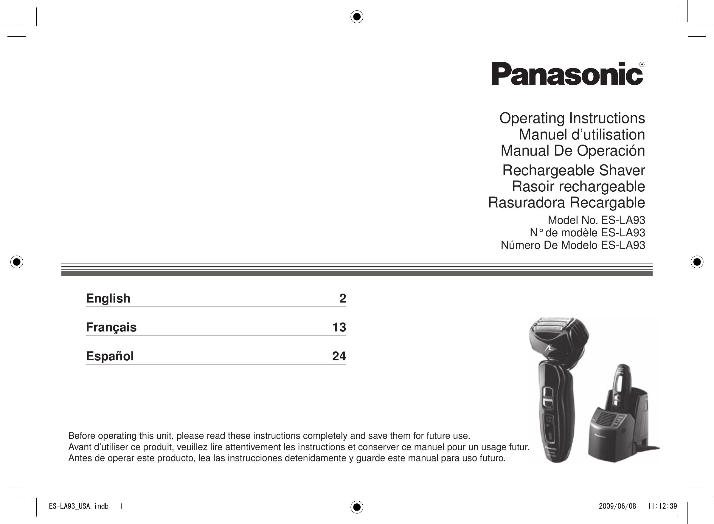 Panasonic ES-LA93-K Electric Shaver User Manual