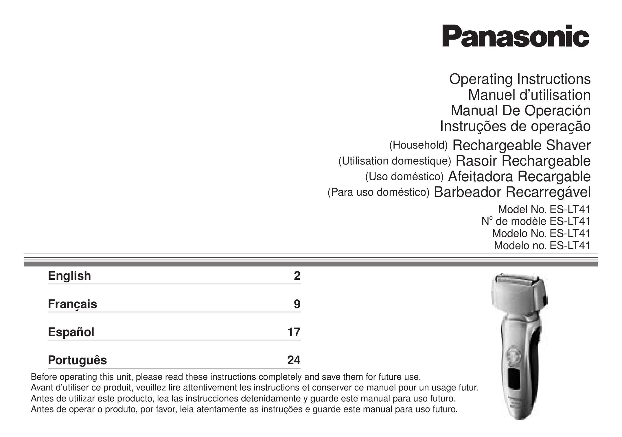 Panasonic ES-LT41 Electric Shaver User Manual