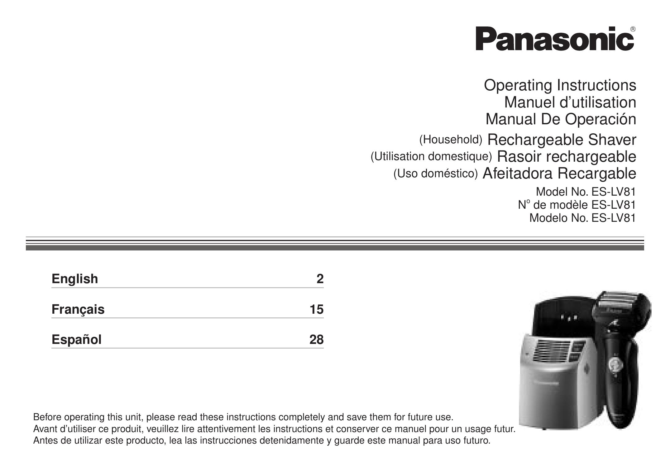 Panasonic ES-LV81 Electric Shaver User Manual