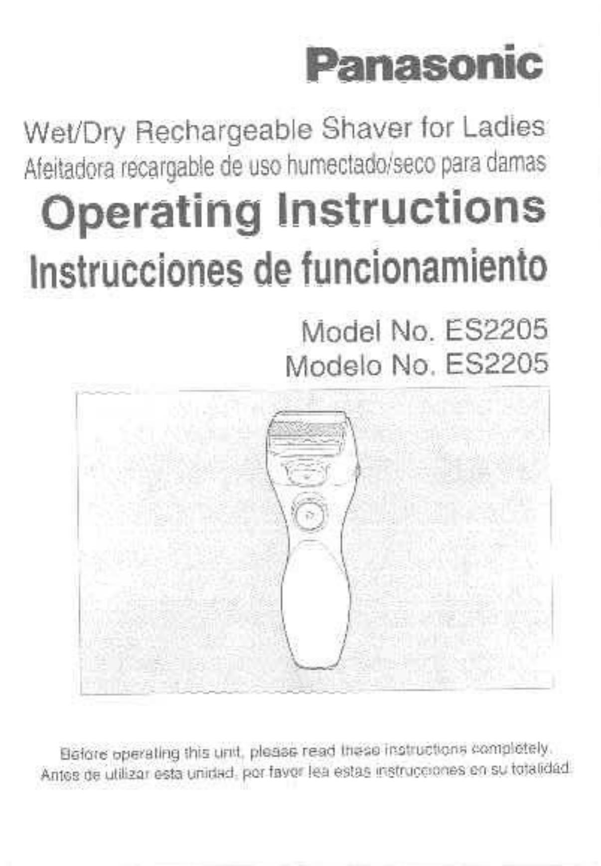 Panasonic ES2205 Electric Shaver User Manual