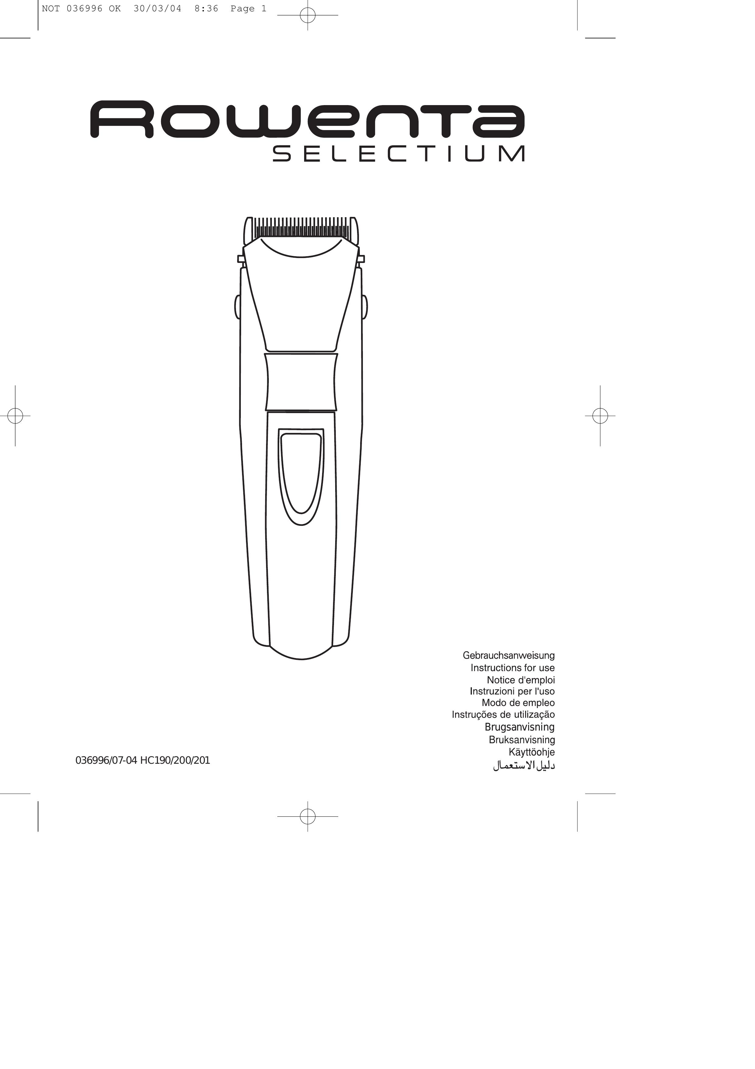 Rowenta HC 190 Electric Shaver User Manual