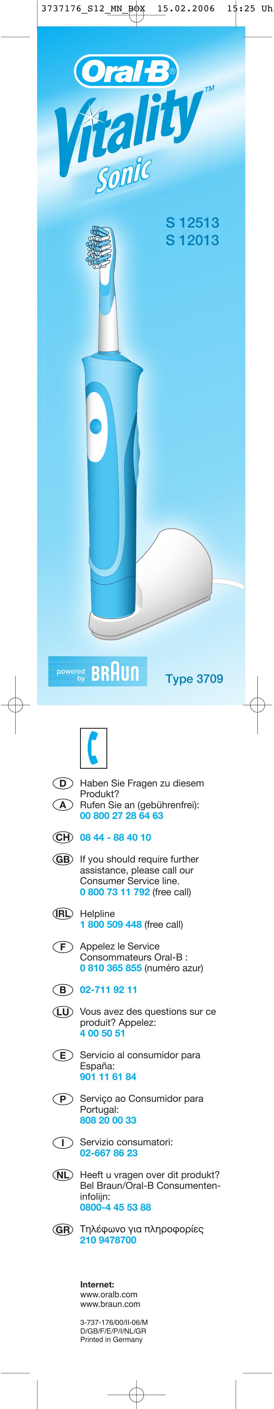 Braun 3709by Electric Toothbrush User Manual