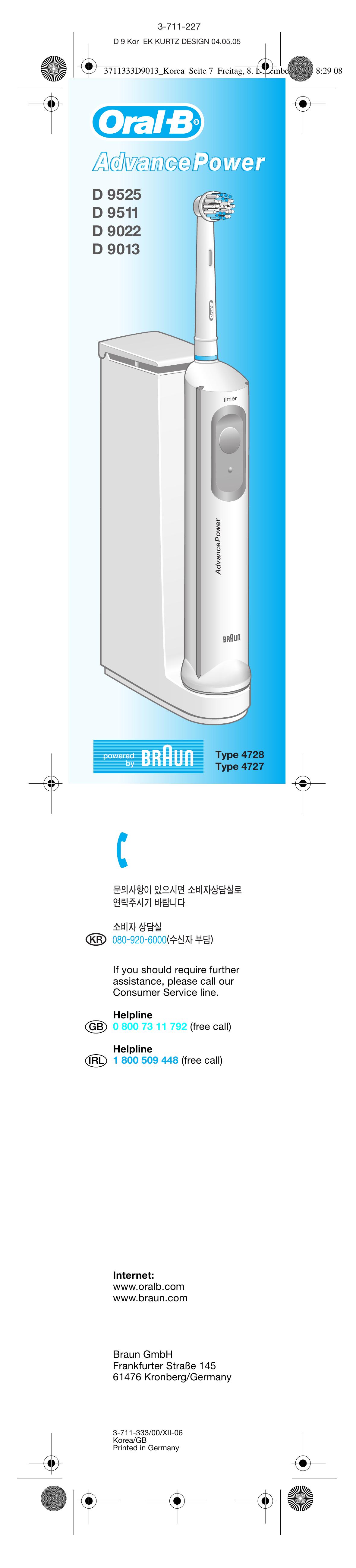Braun 4727 Electric Toothbrush User Manual