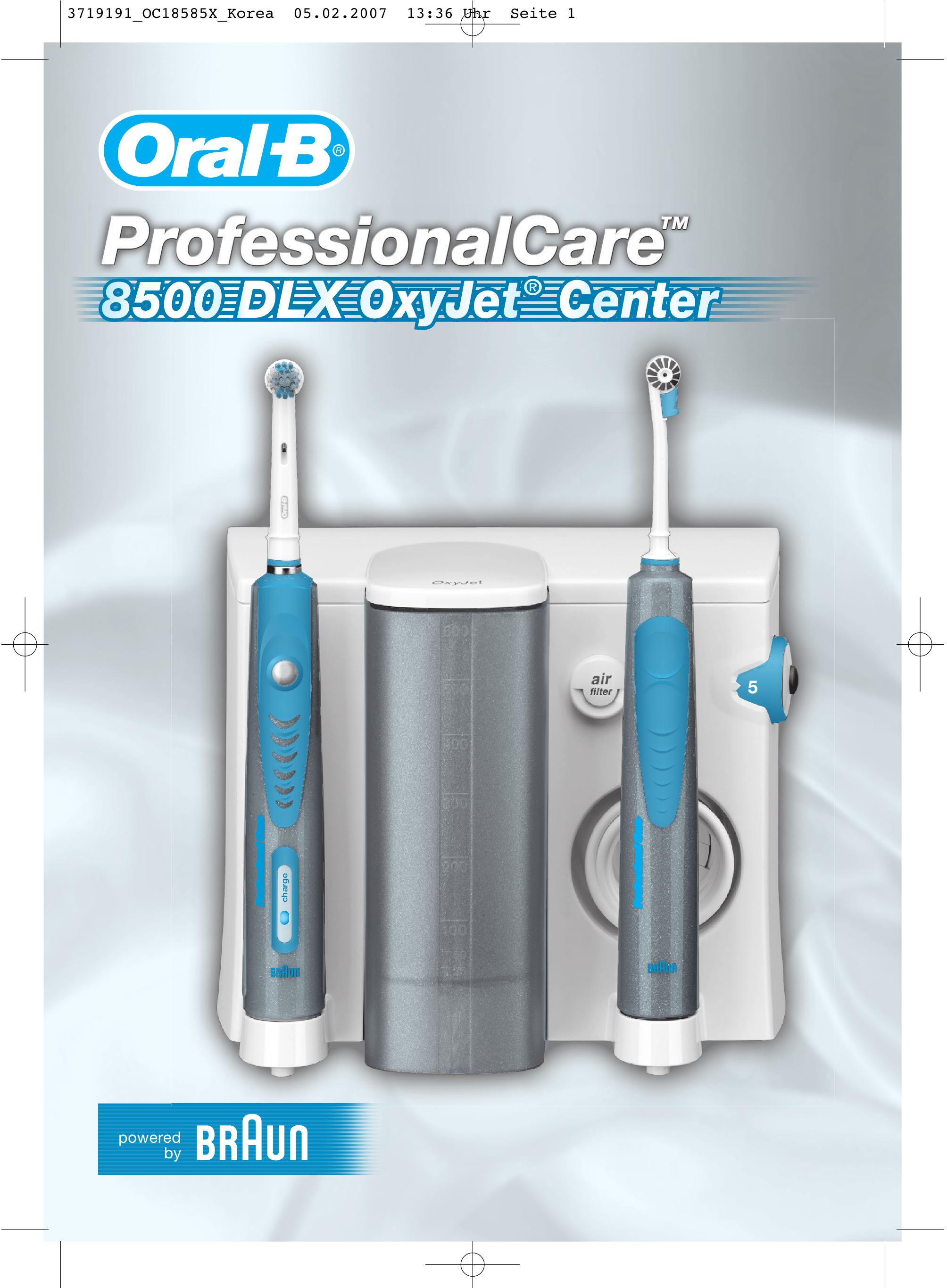 Braun 8500 DLX OxyJet Electric Toothbrush User Manual