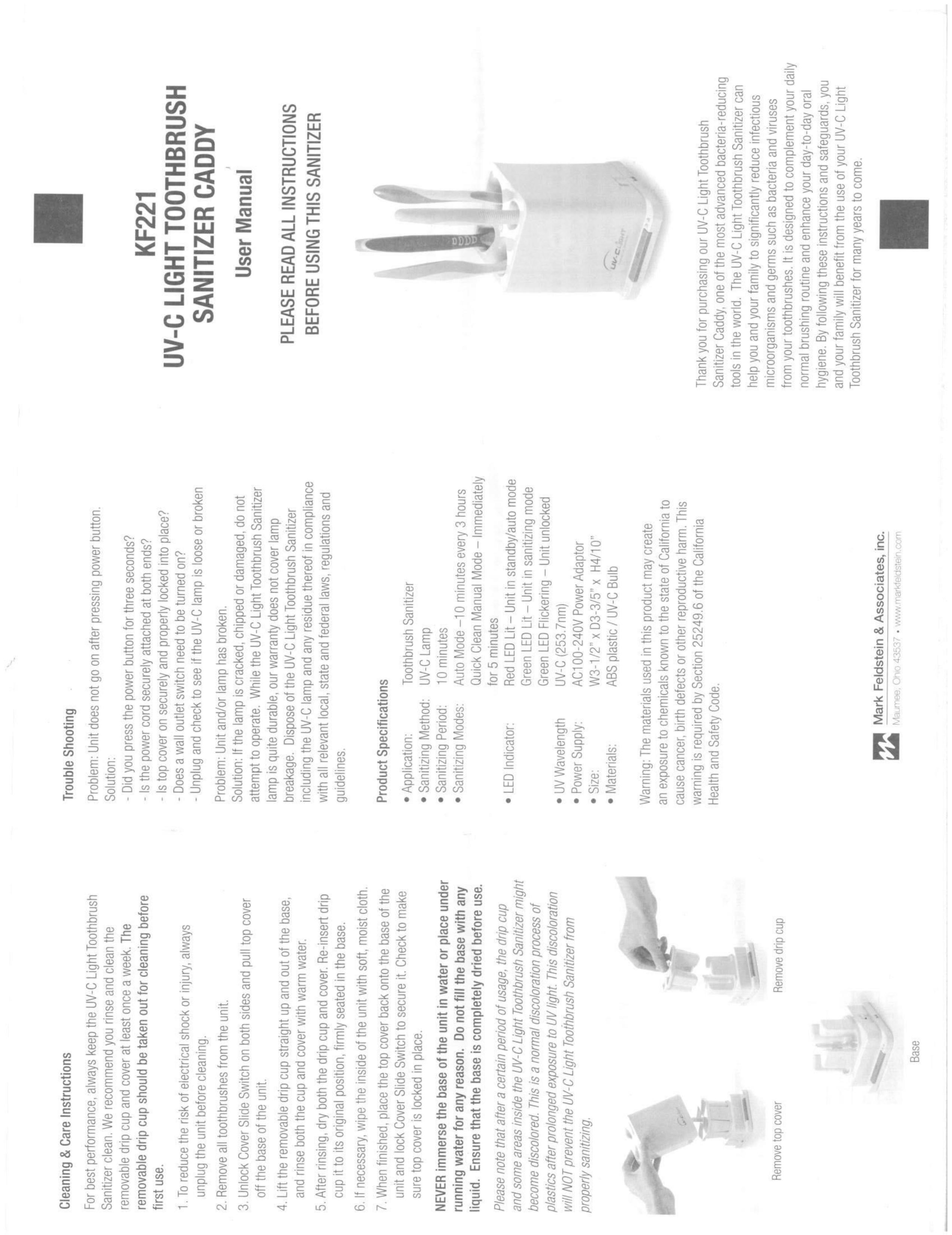 Mark Feldstein & Assoc KF221 Electric Toothbrush User Manual