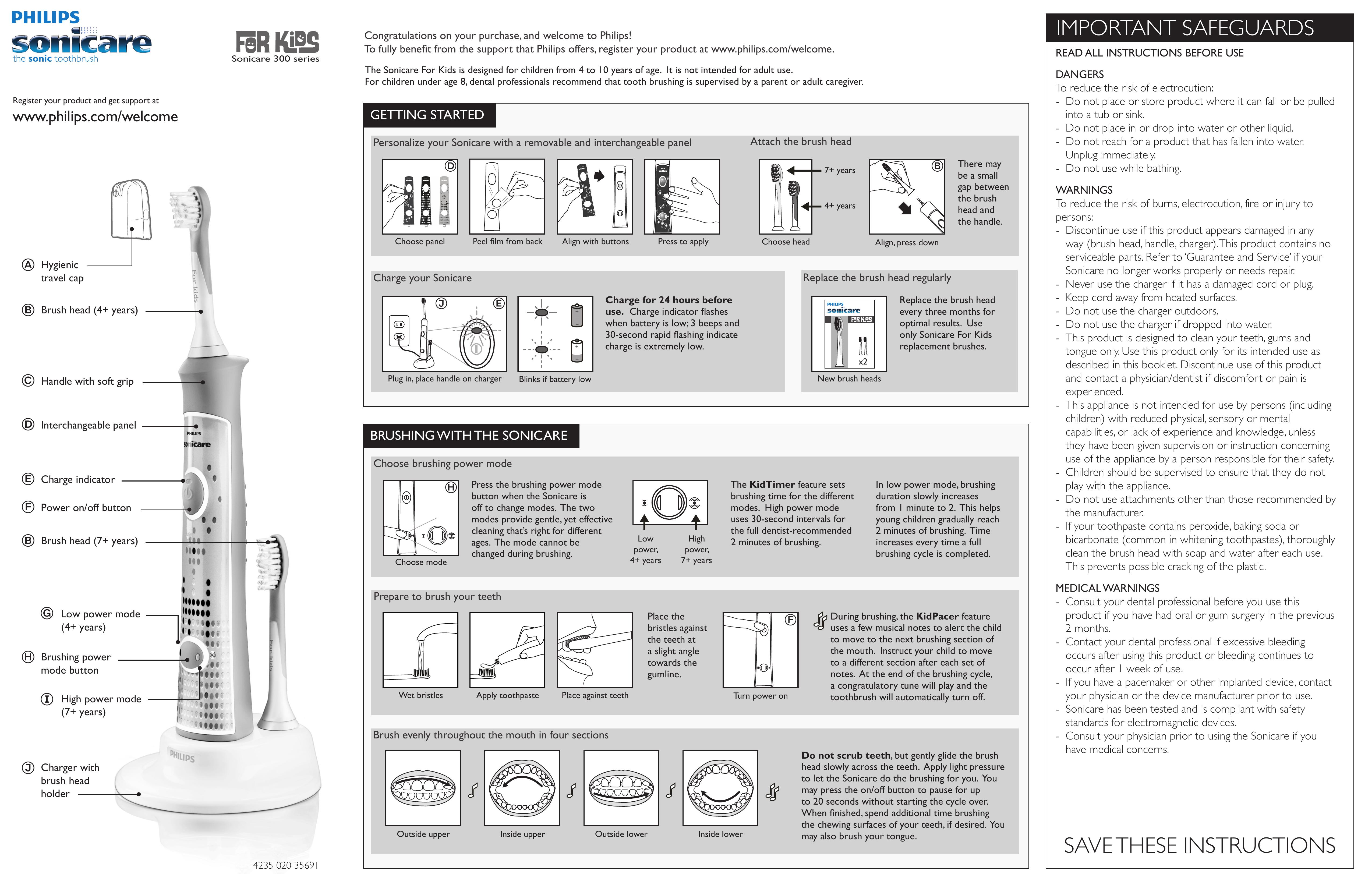 Sonicare 4235 020 35691 Electric Toothbrush User Manual