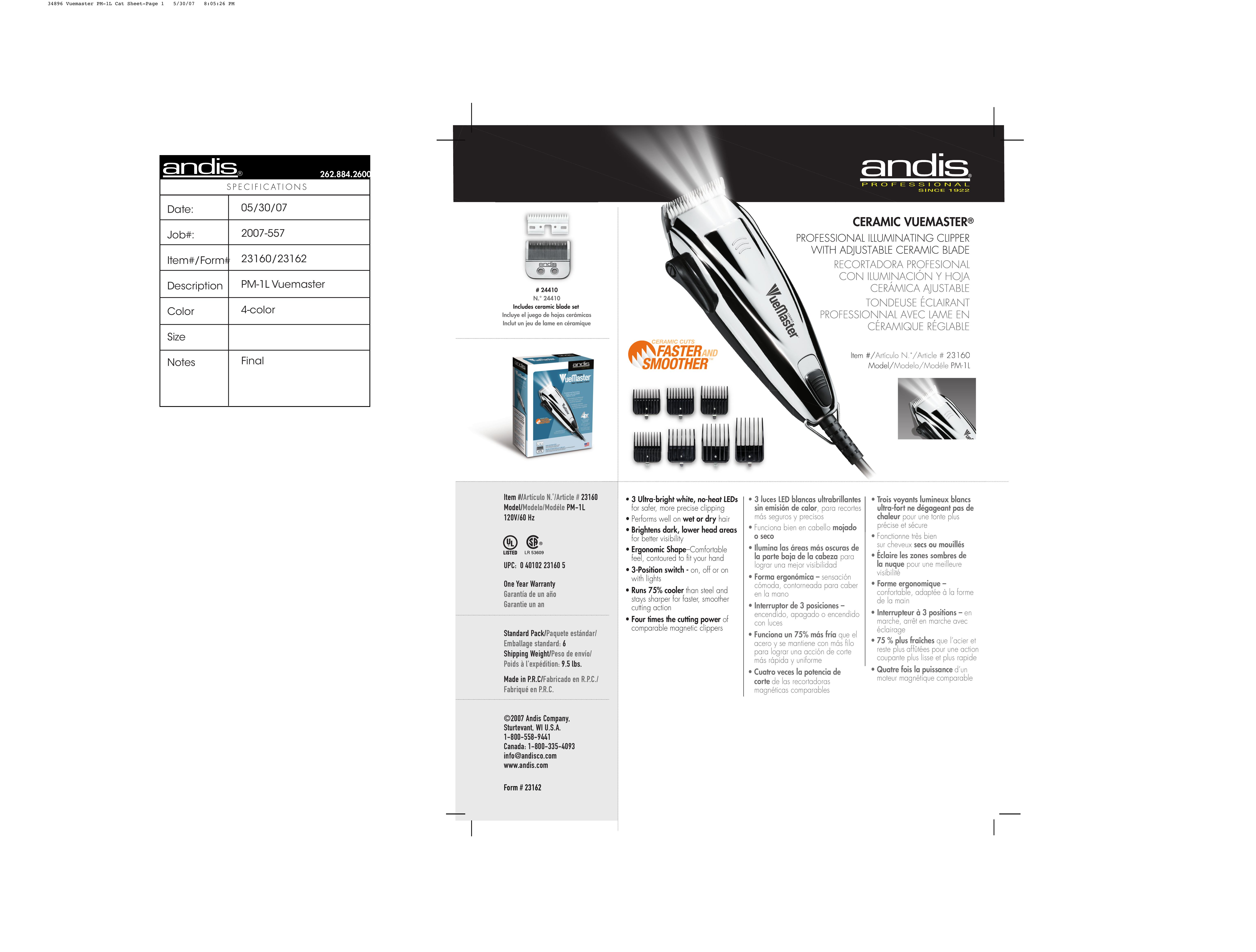 Andis Company PM-1L Hair Clippers User Manual