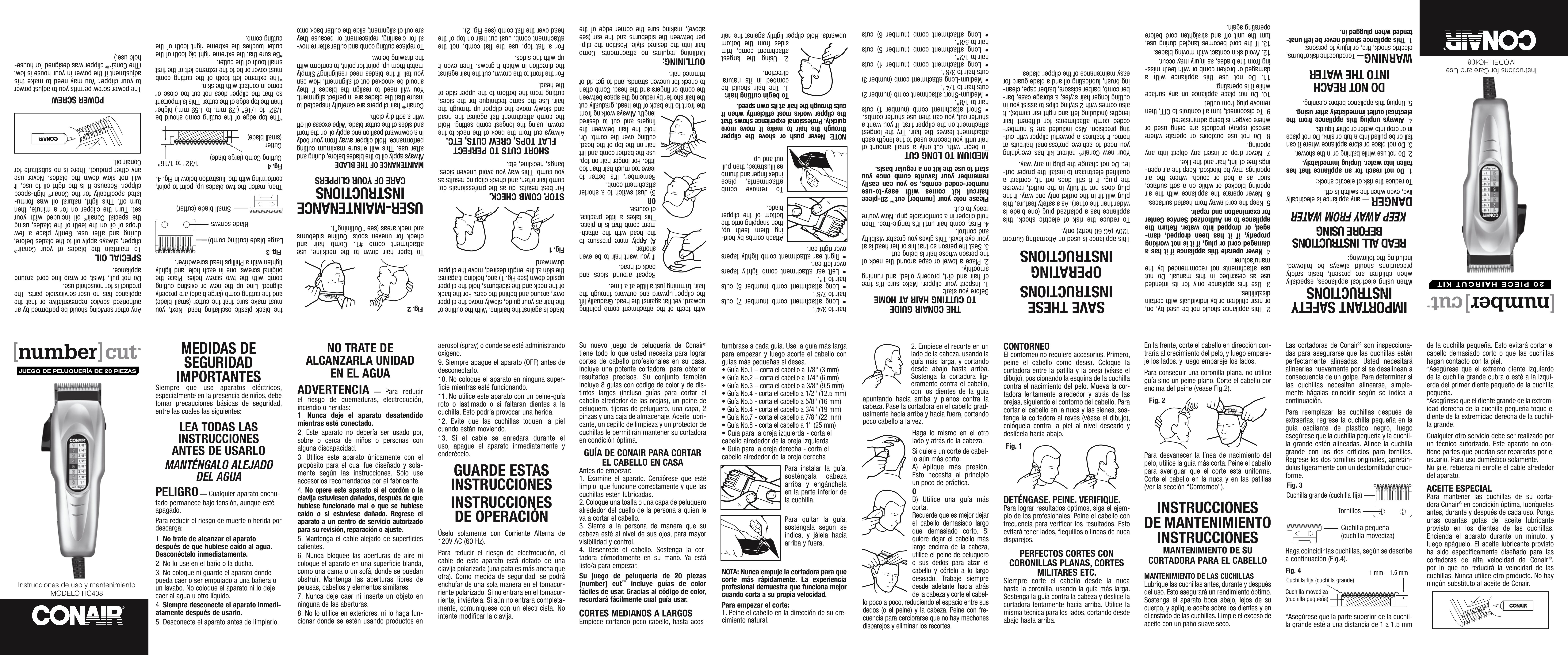 Conair HC408R Hair Clippers User Manual