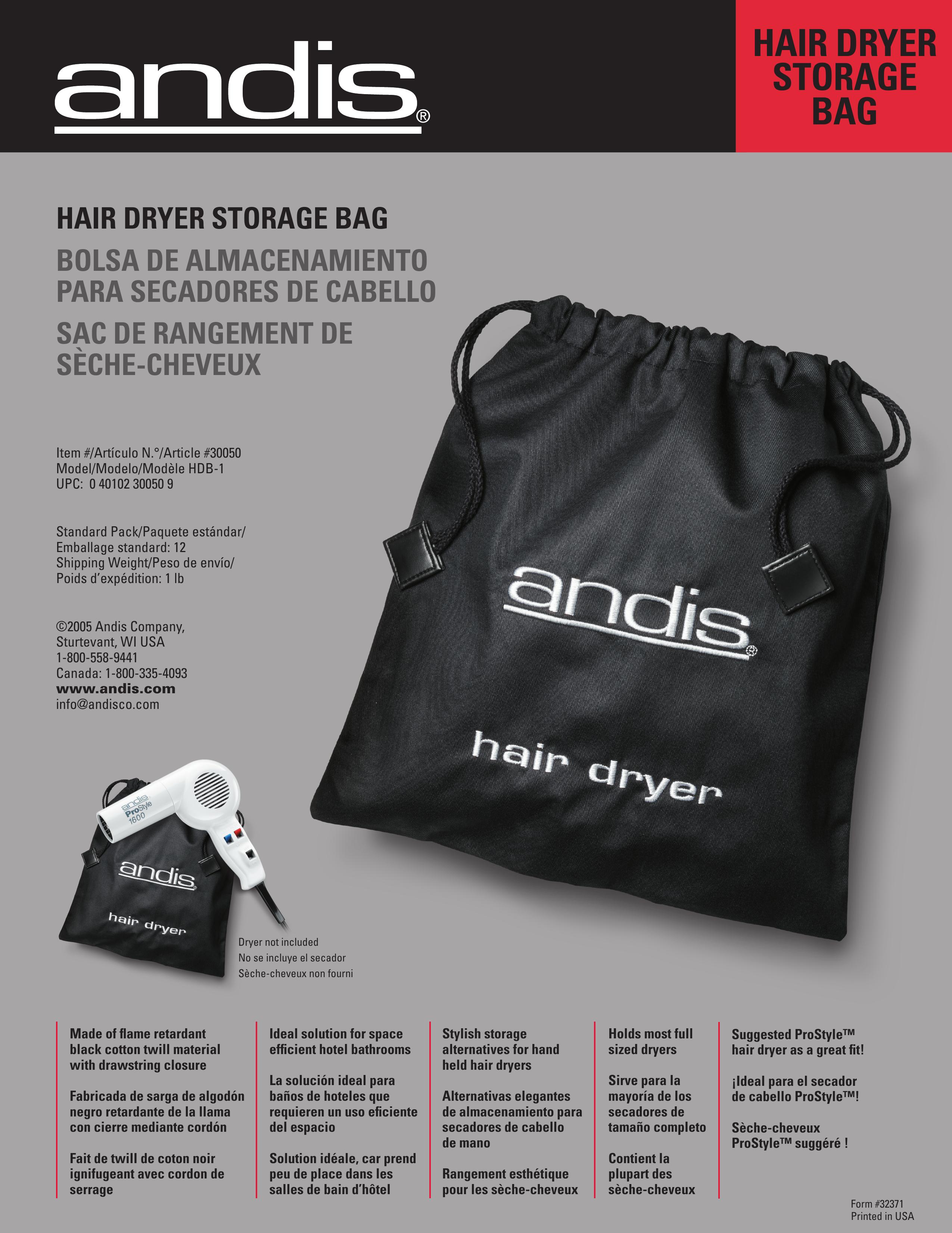 Andis Company HDB-1 Hair Dryer User Manual