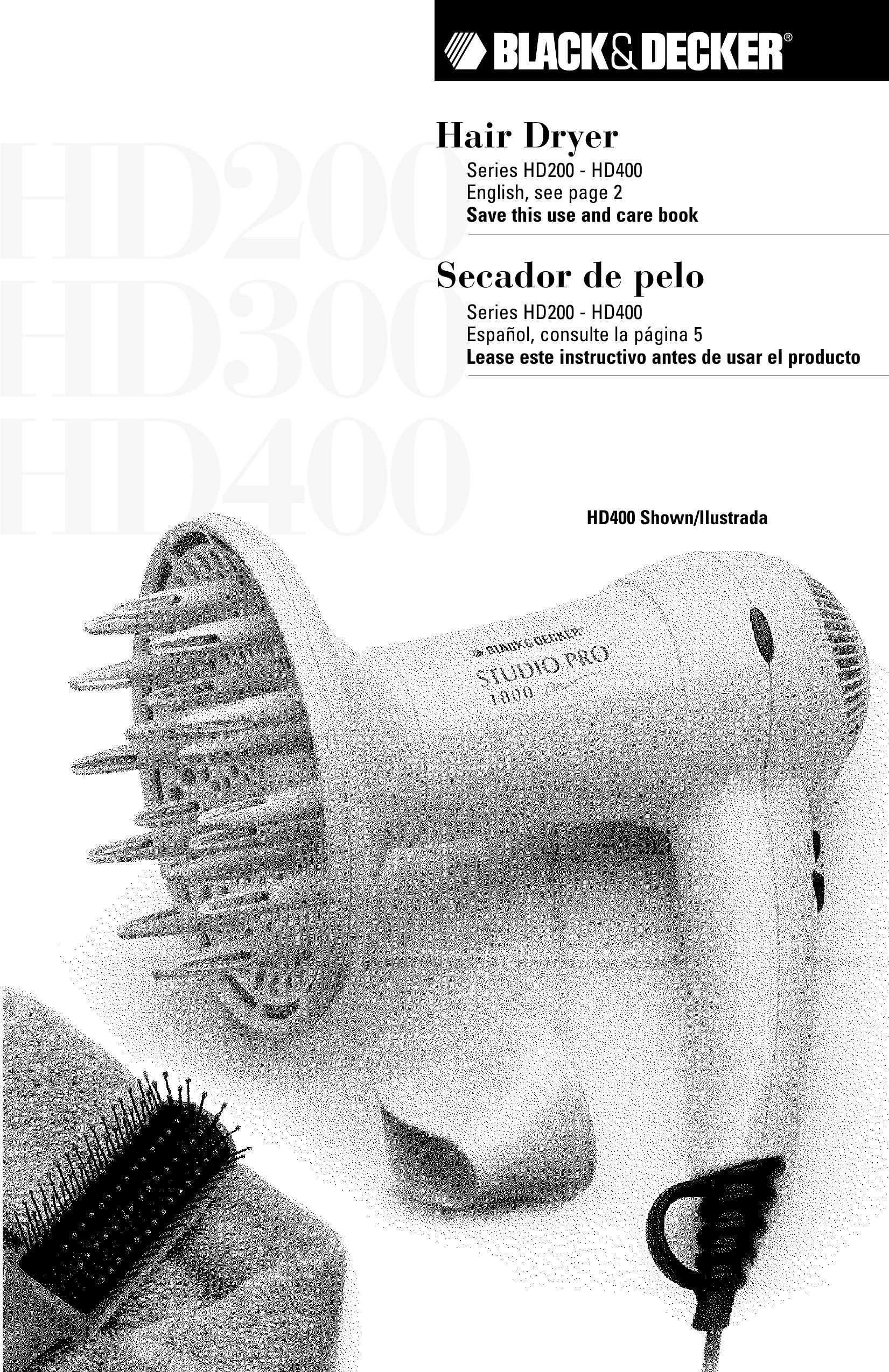 Black & Decker HD200 Hair Dryer User Manual