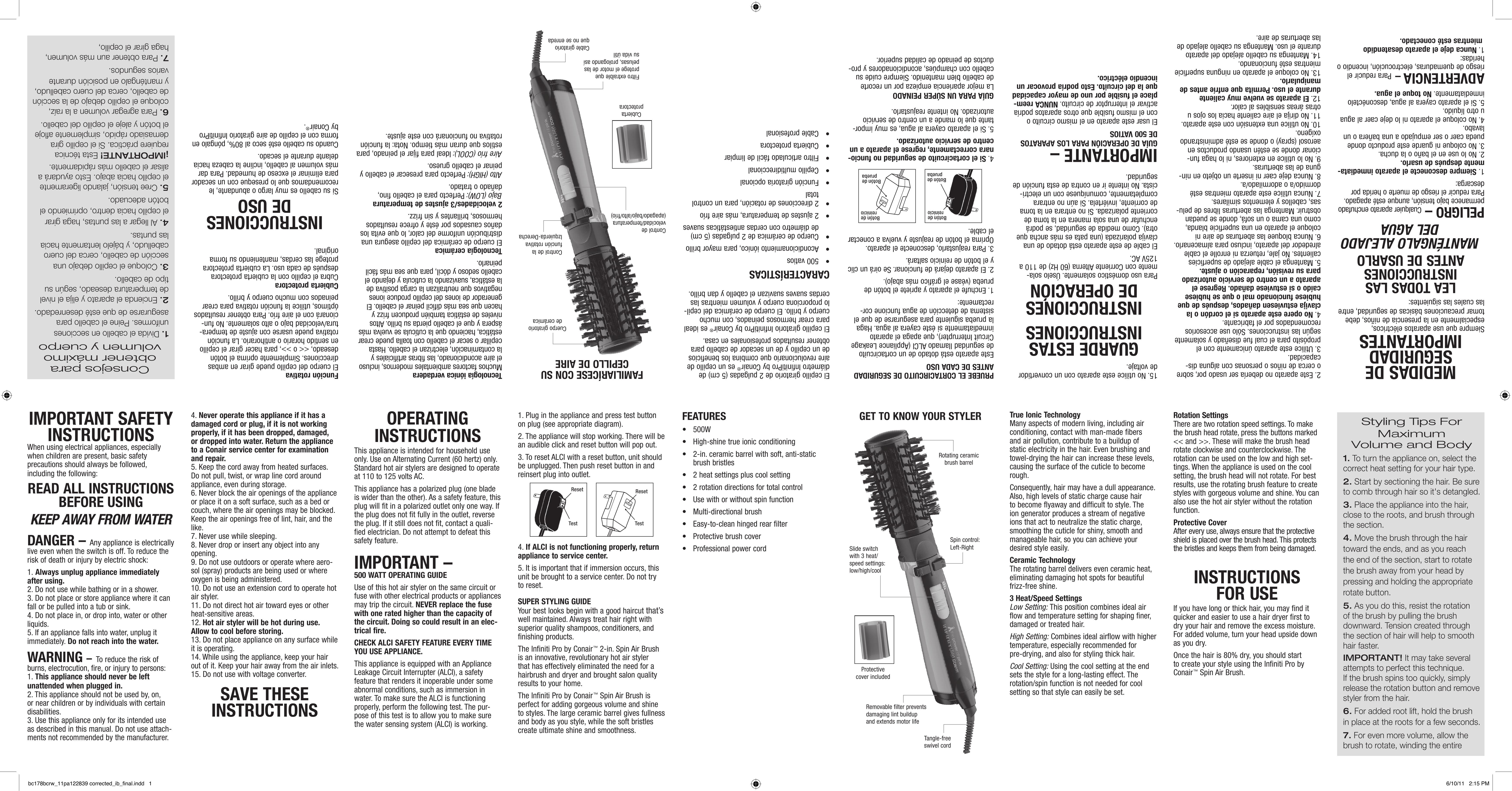 Conair BC178BCRW Hair Dryer User Manual