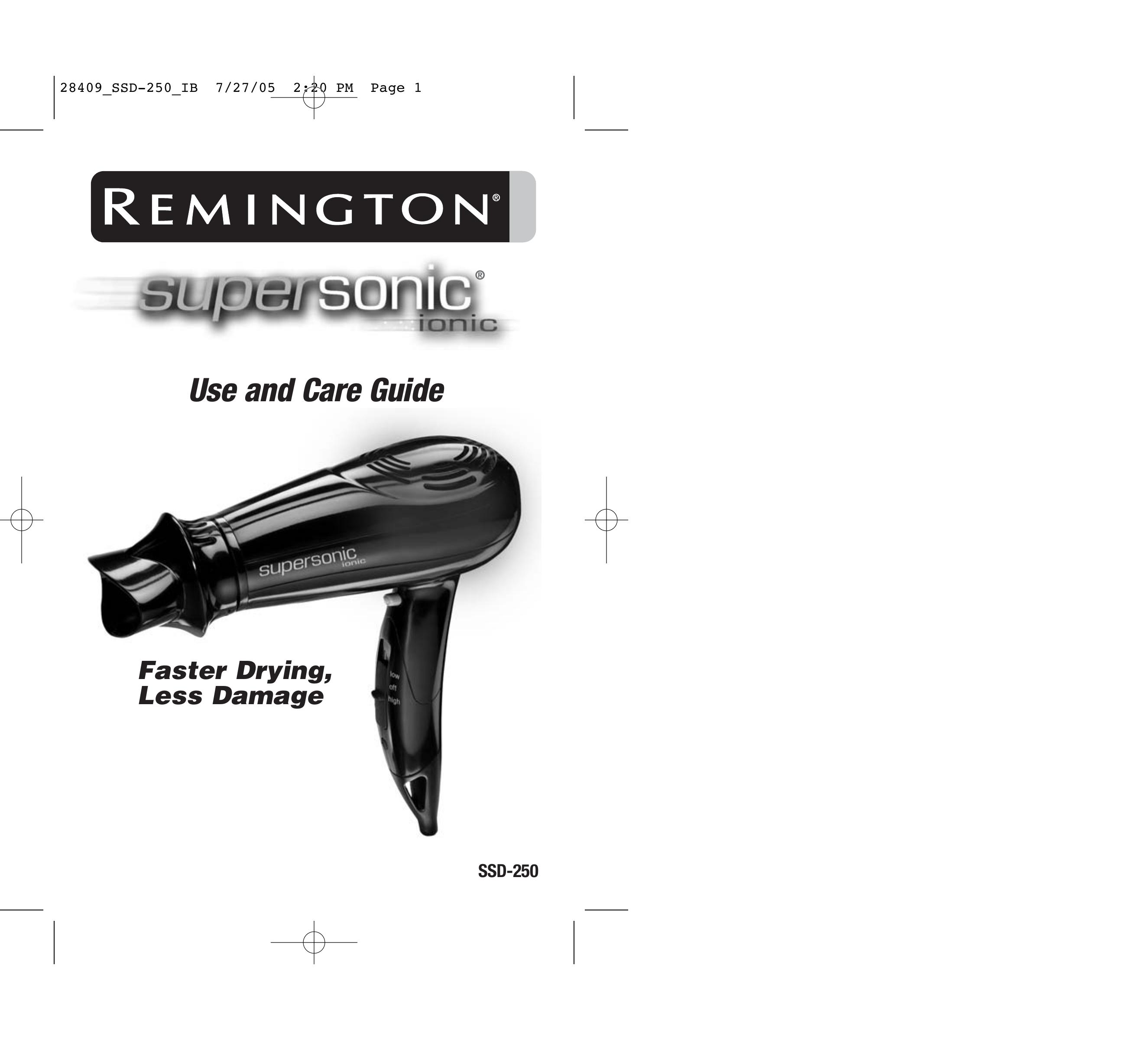 Remington SSD-250 Hair Dryer User Manual