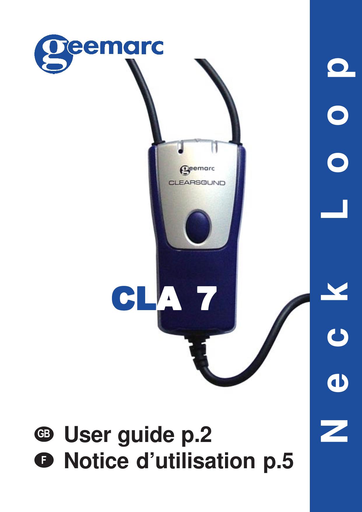 Geemarc CLA 7 Hearing Aid User Manual