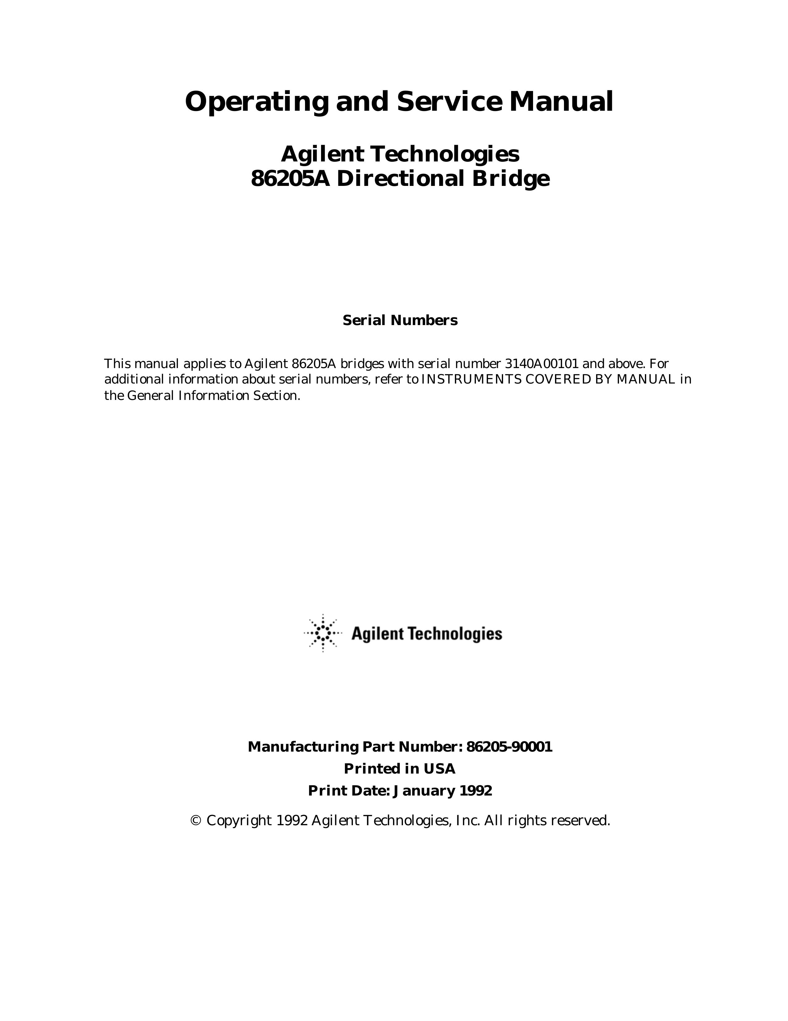 Agilent Technologies 86205A Light Therapy Device User Manual
