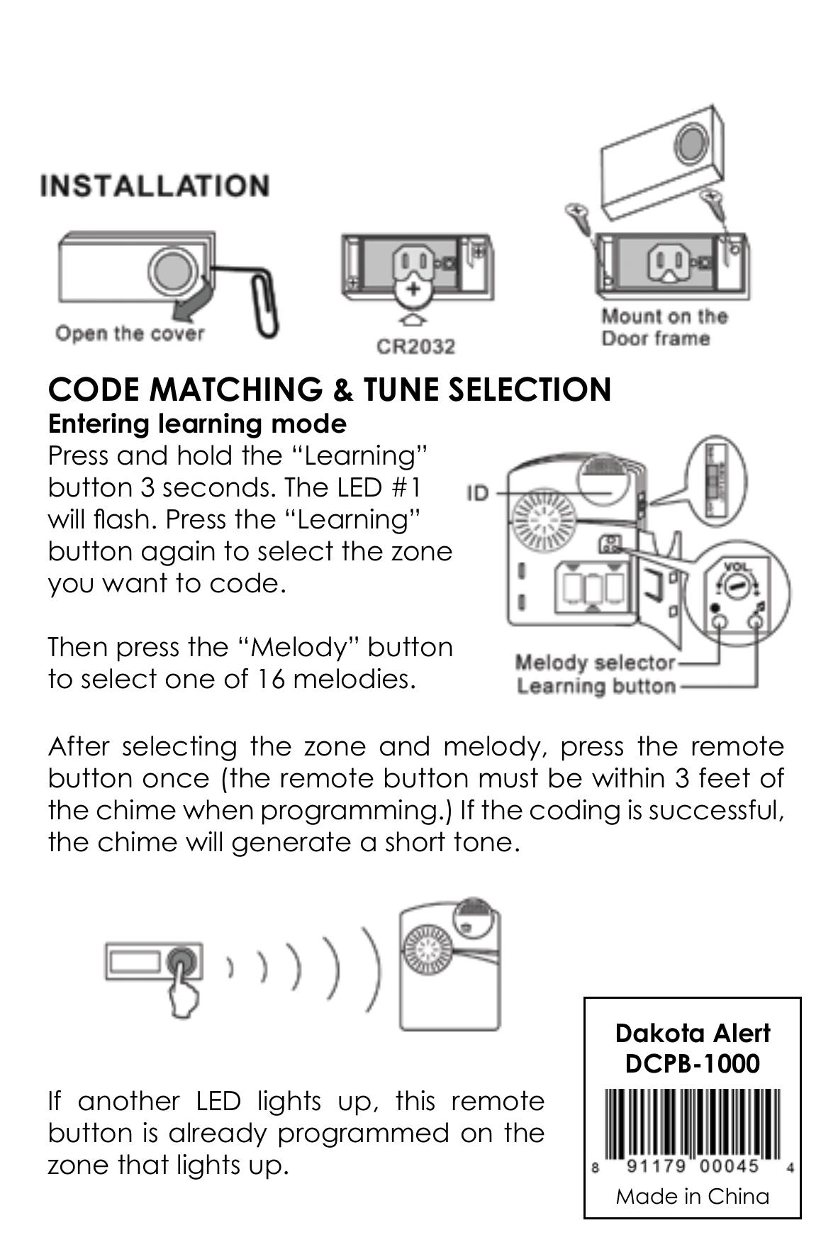 Dakota Alert DCPB-1000 Medical Alarms User Manual