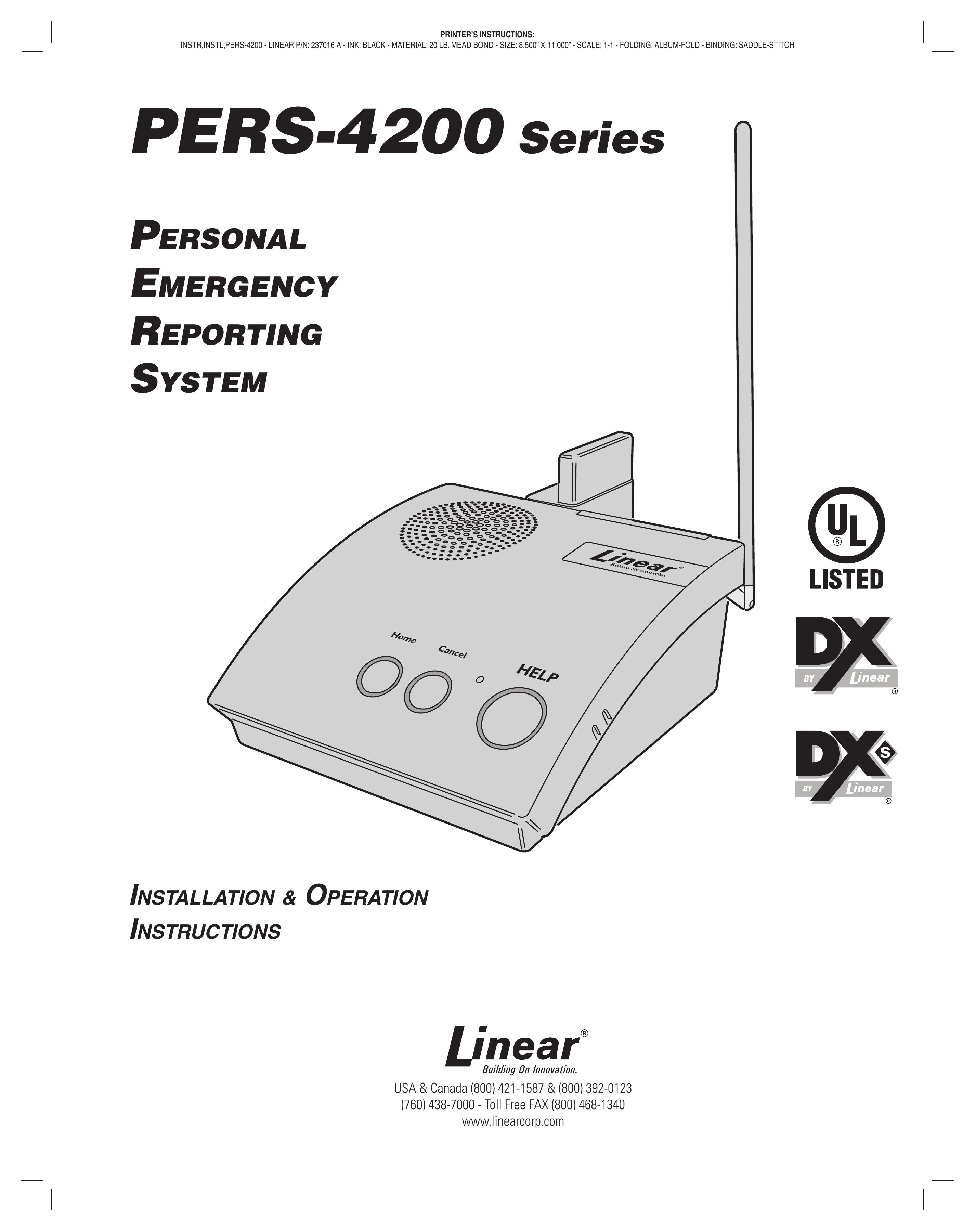 Linear PERS-4200 Series Medical Alarms User Manual