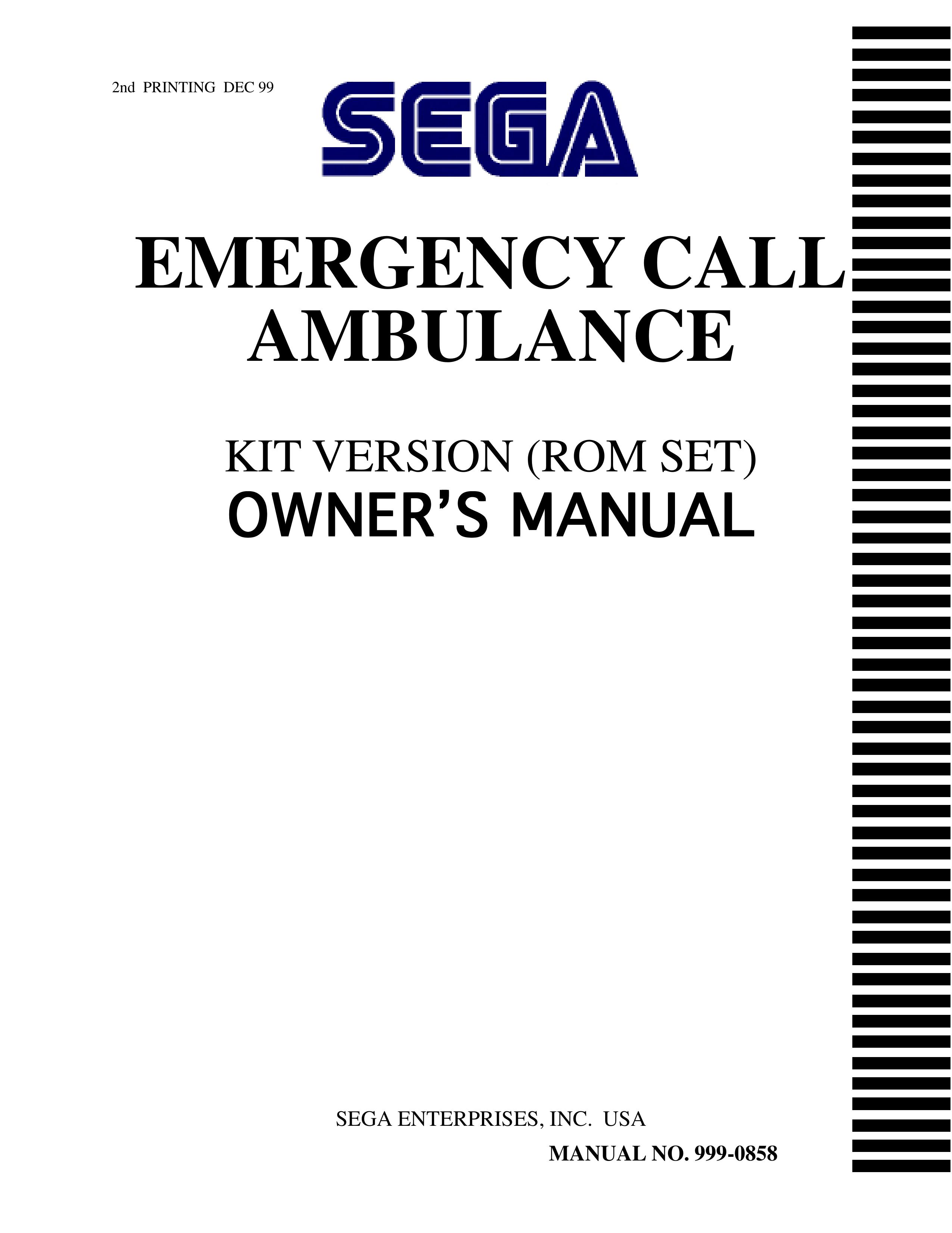 Sega 999-0858 Medical Alarms User Manual