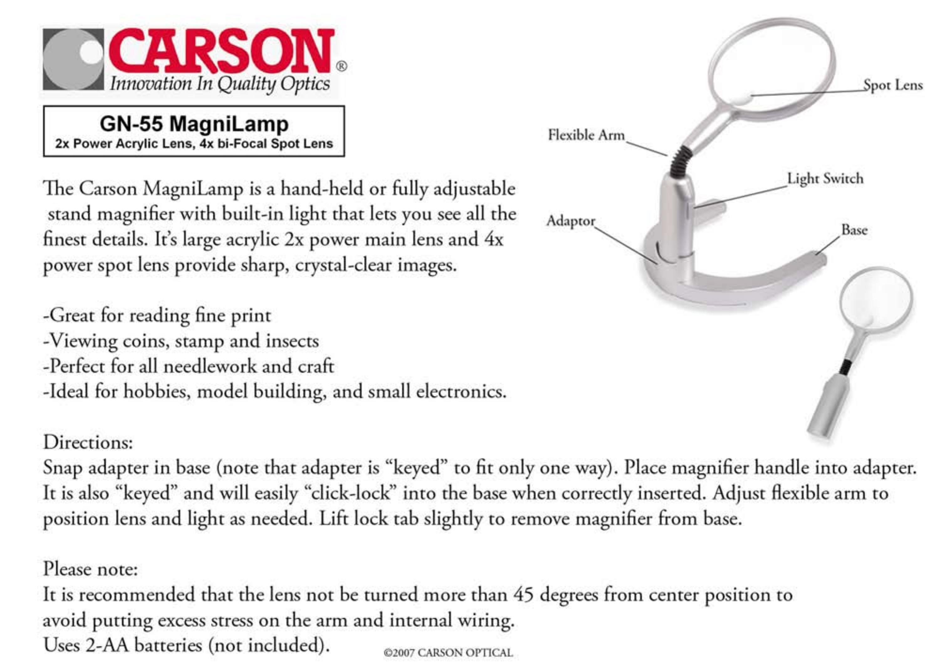 Carson Optical GN-55 Microscope & Magnifier User Manual