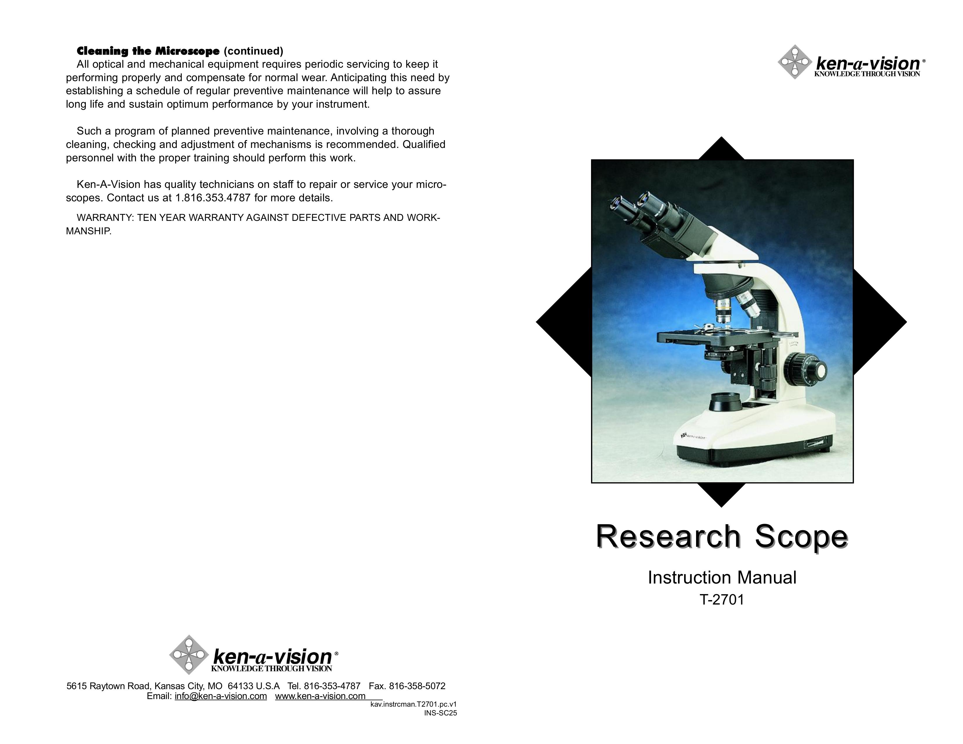 Ken-A-Vision T-2701 Microscope & Magnifier User Manual
