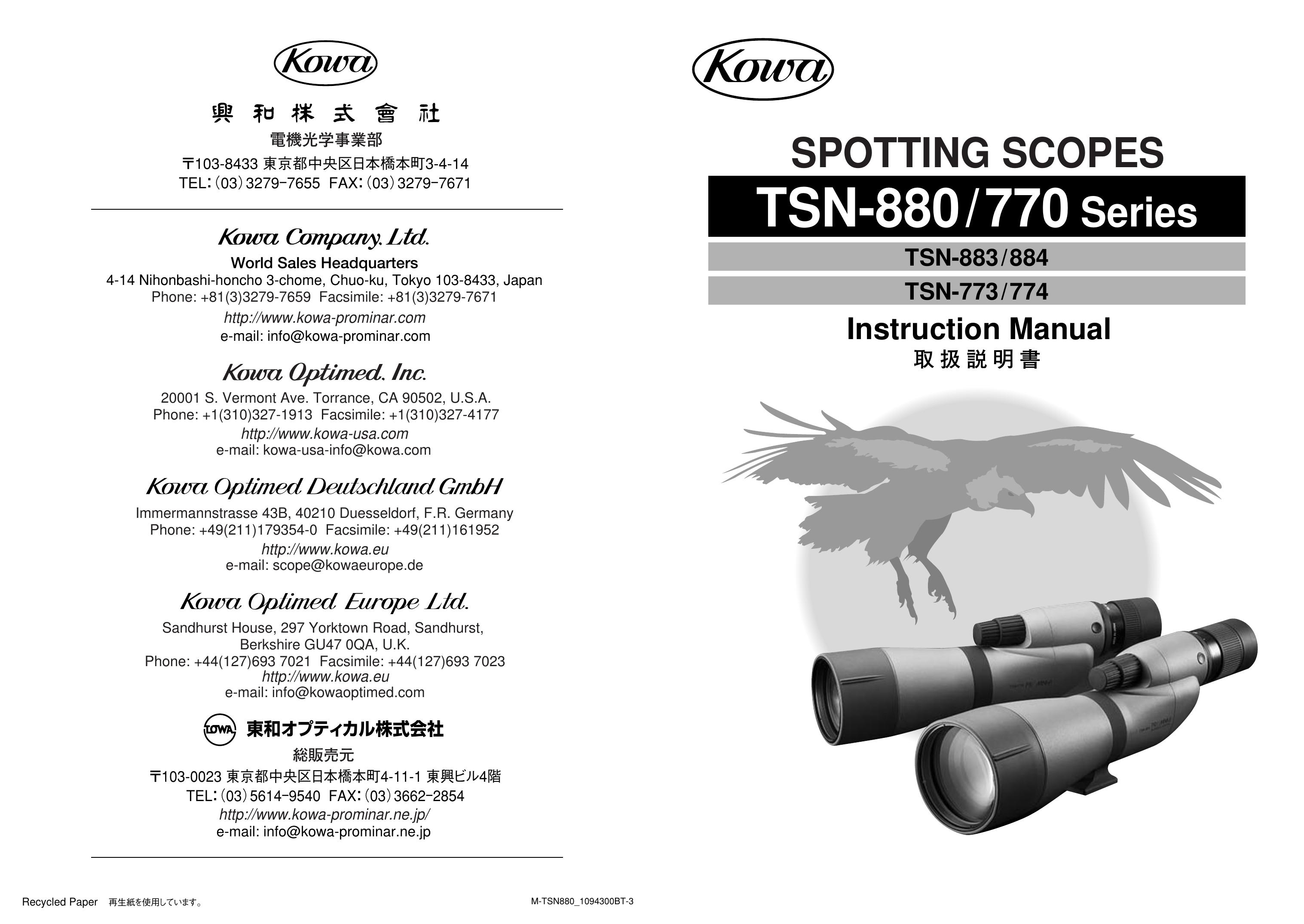 Kowa TSN-883 KIT Microscope & Magnifier User Manual