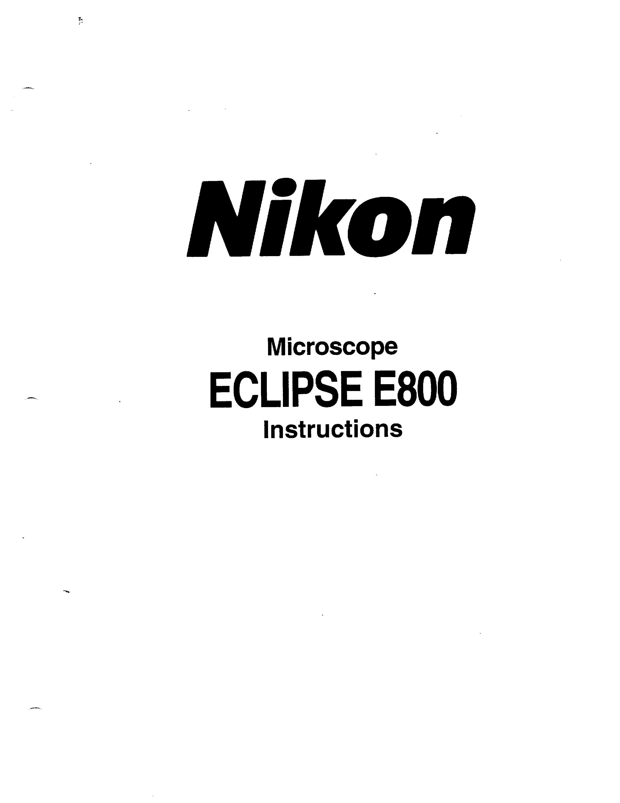 Nikon Eclipse E800 Microscope & Magnifier User Manual