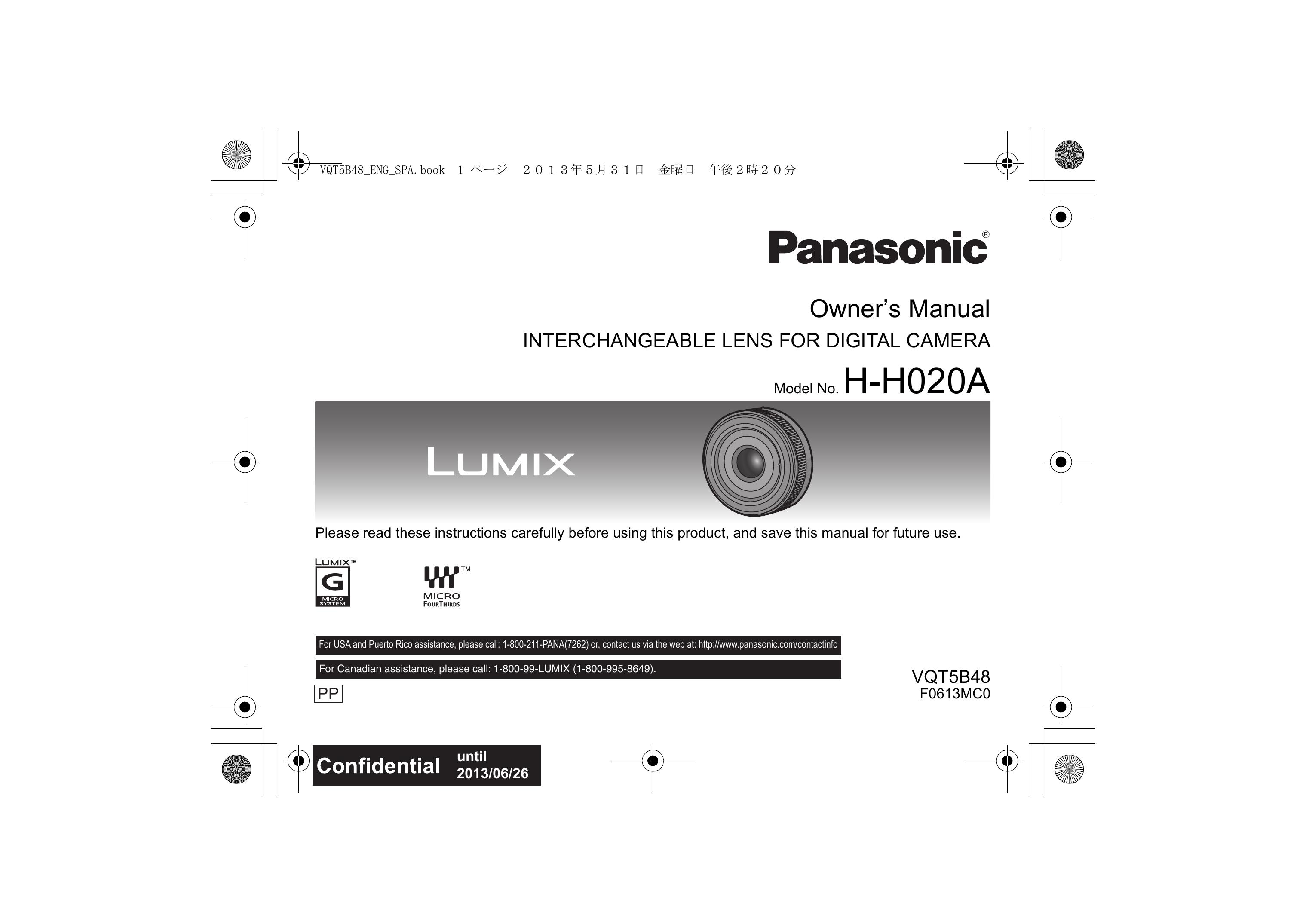 Panasonic H-H020A Microscope & Magnifier User Manual