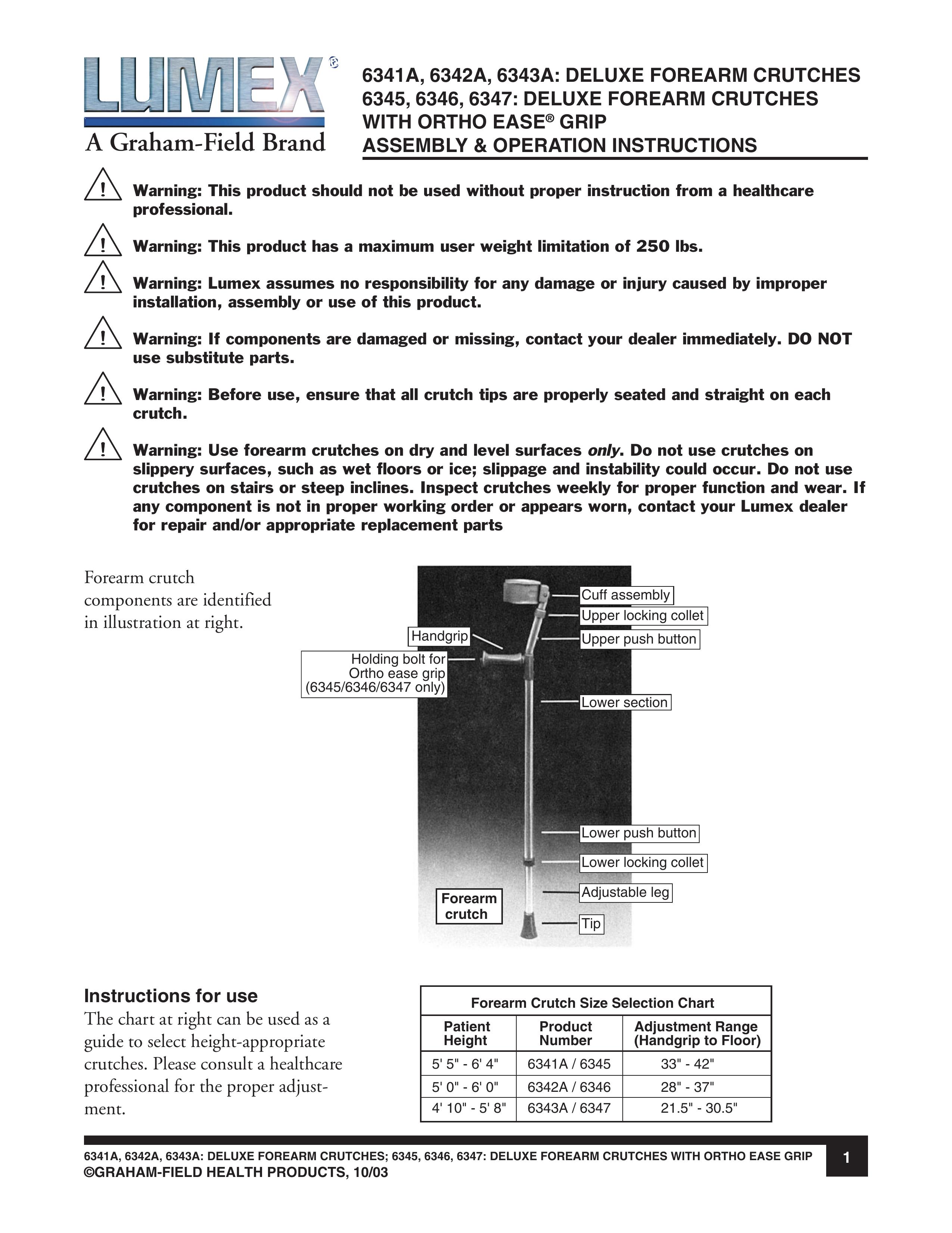Lumex Syatems 6341A Mobility Aid User Manual