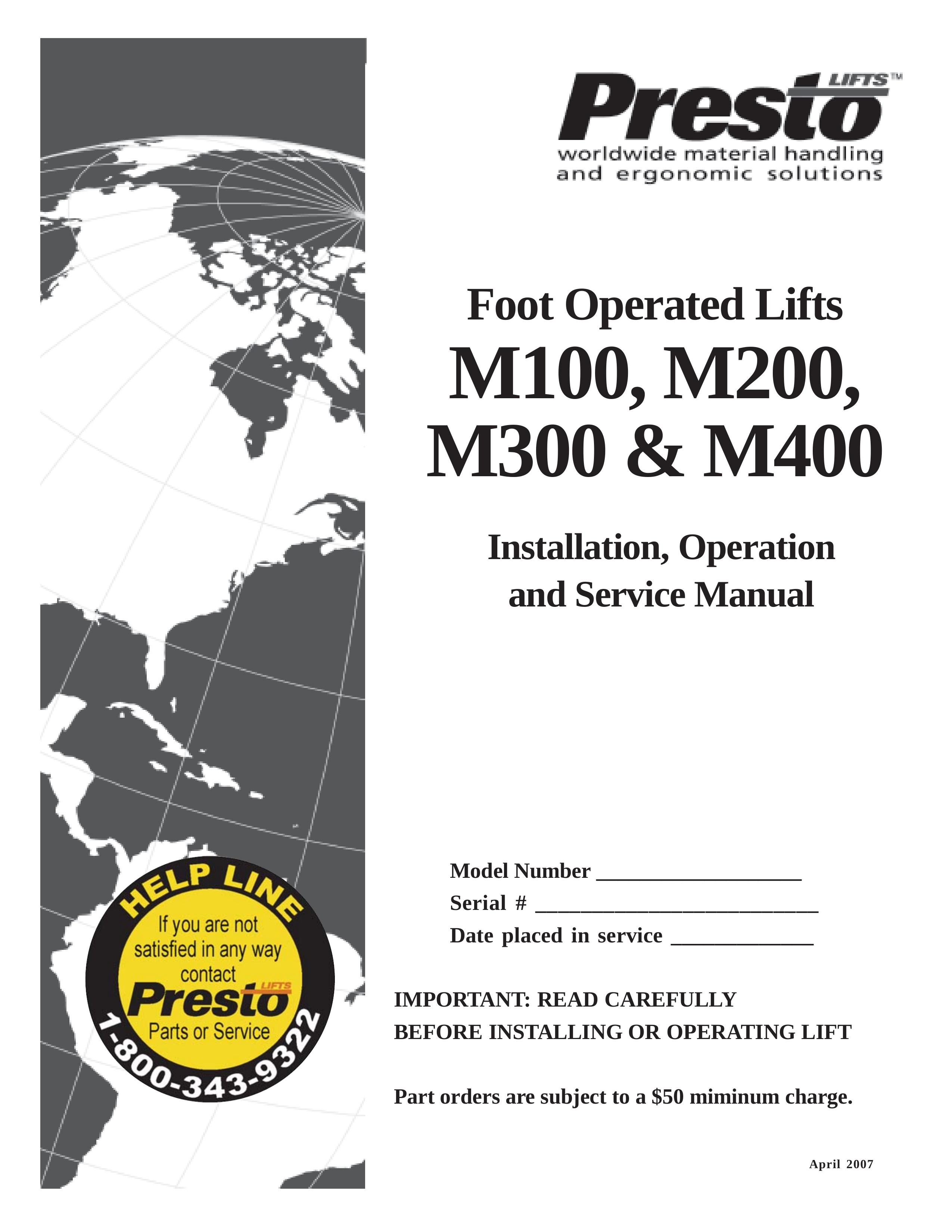 Presto M100 Mobility Aid User Manual