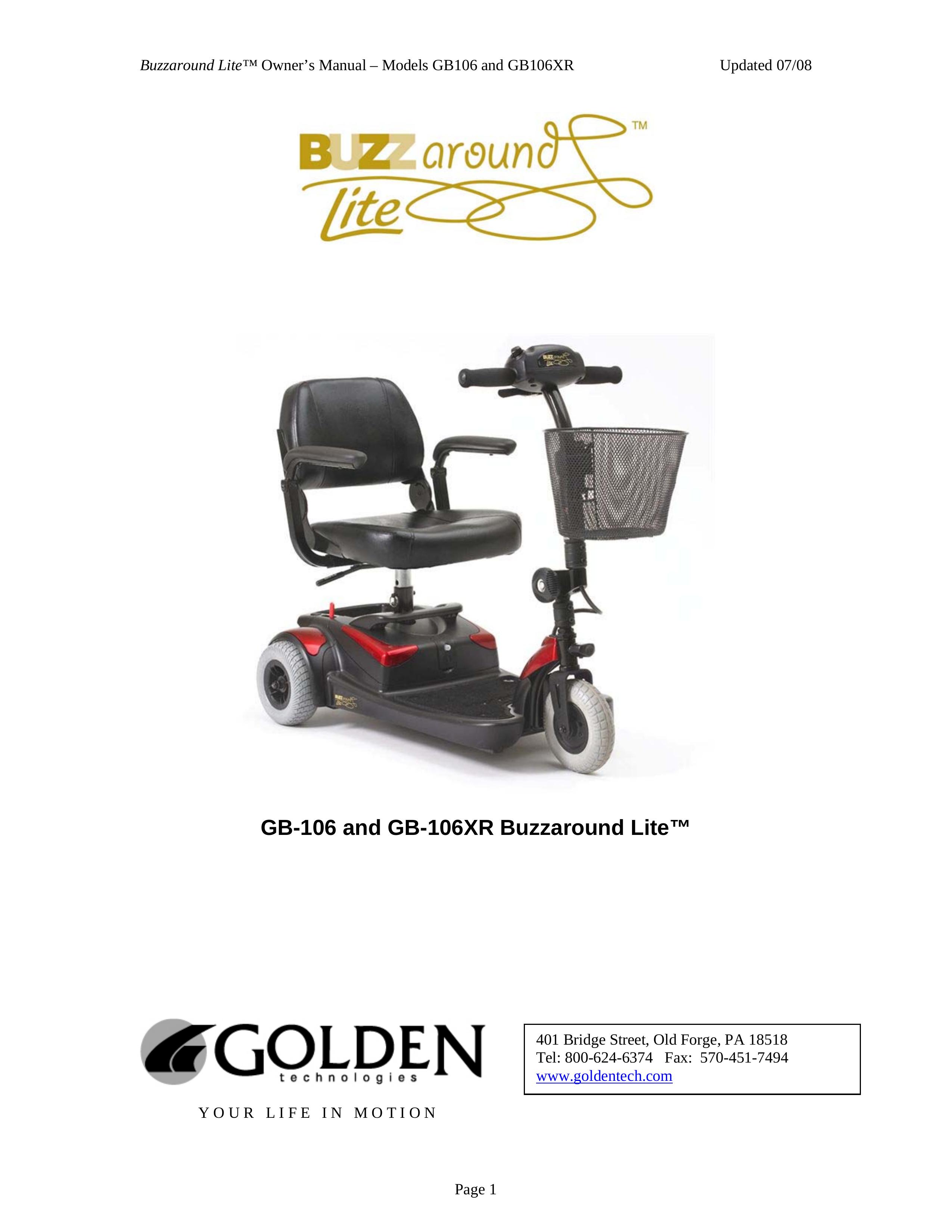 Golden Technologies GB106 Mobility Scooter User Manual
