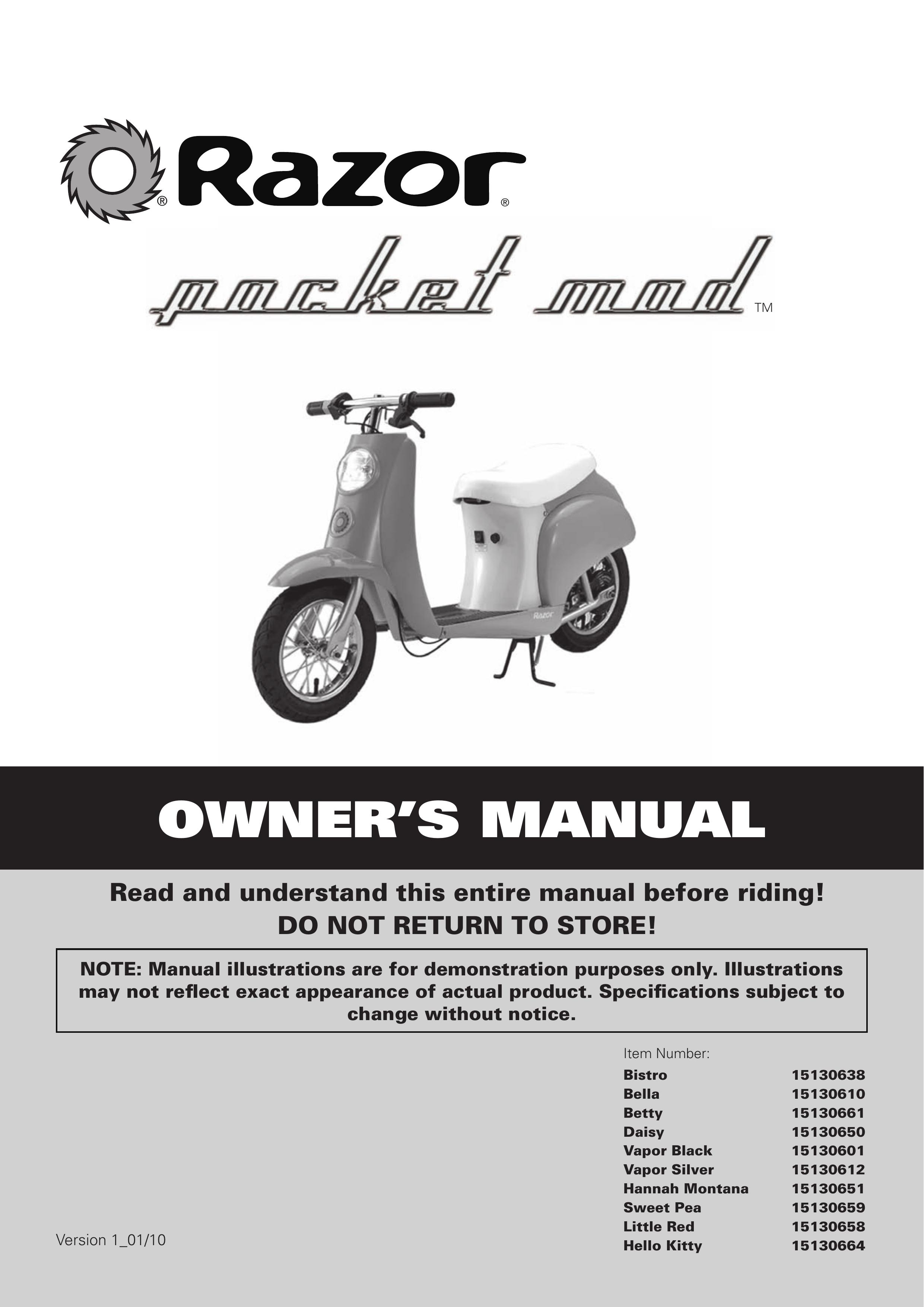 Razor 15130610 Mobility Scooter User Manual