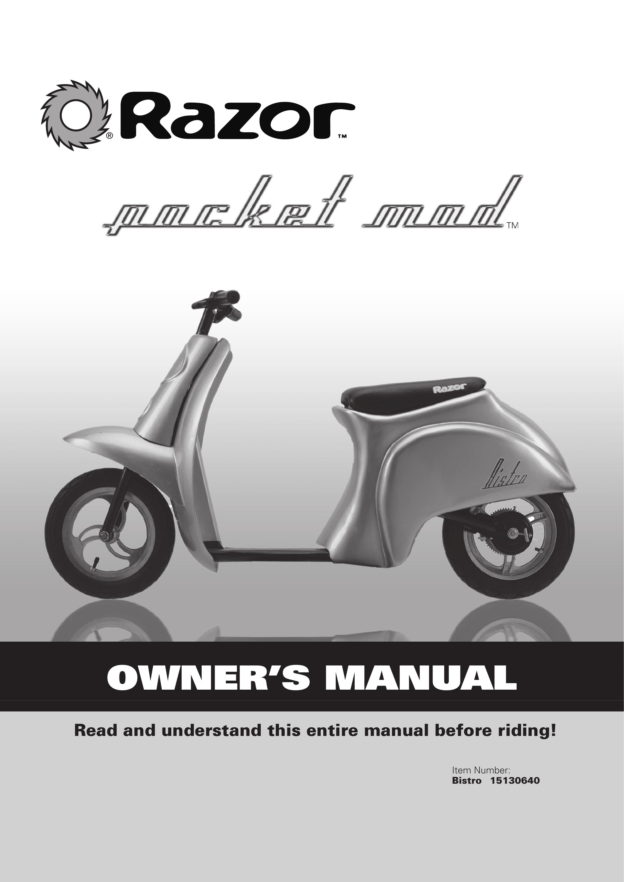 Razor Bistro 15130640 Mobility Scooter User Manual