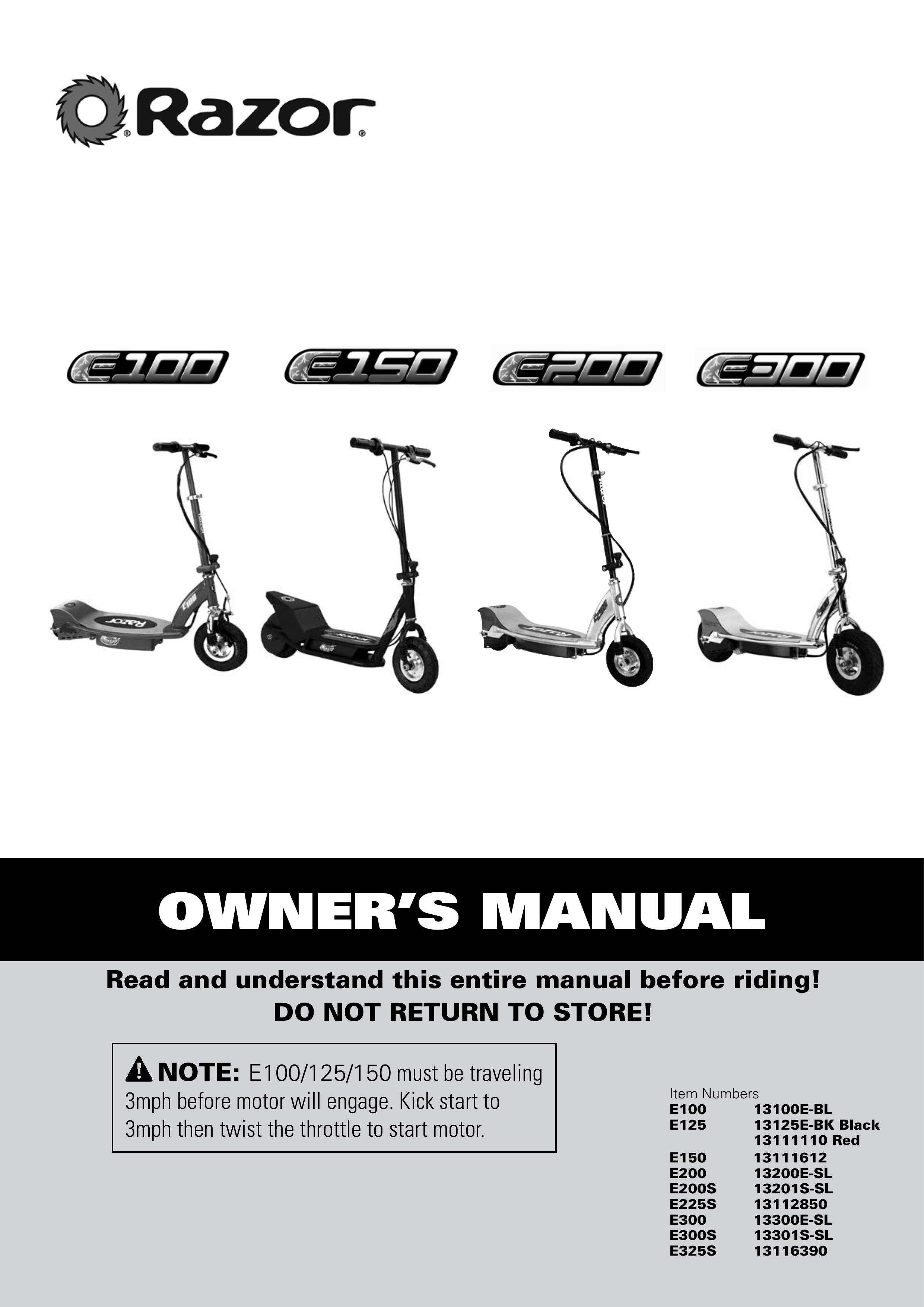 Razor E325S 13116390 Mobility Scooter User Manual