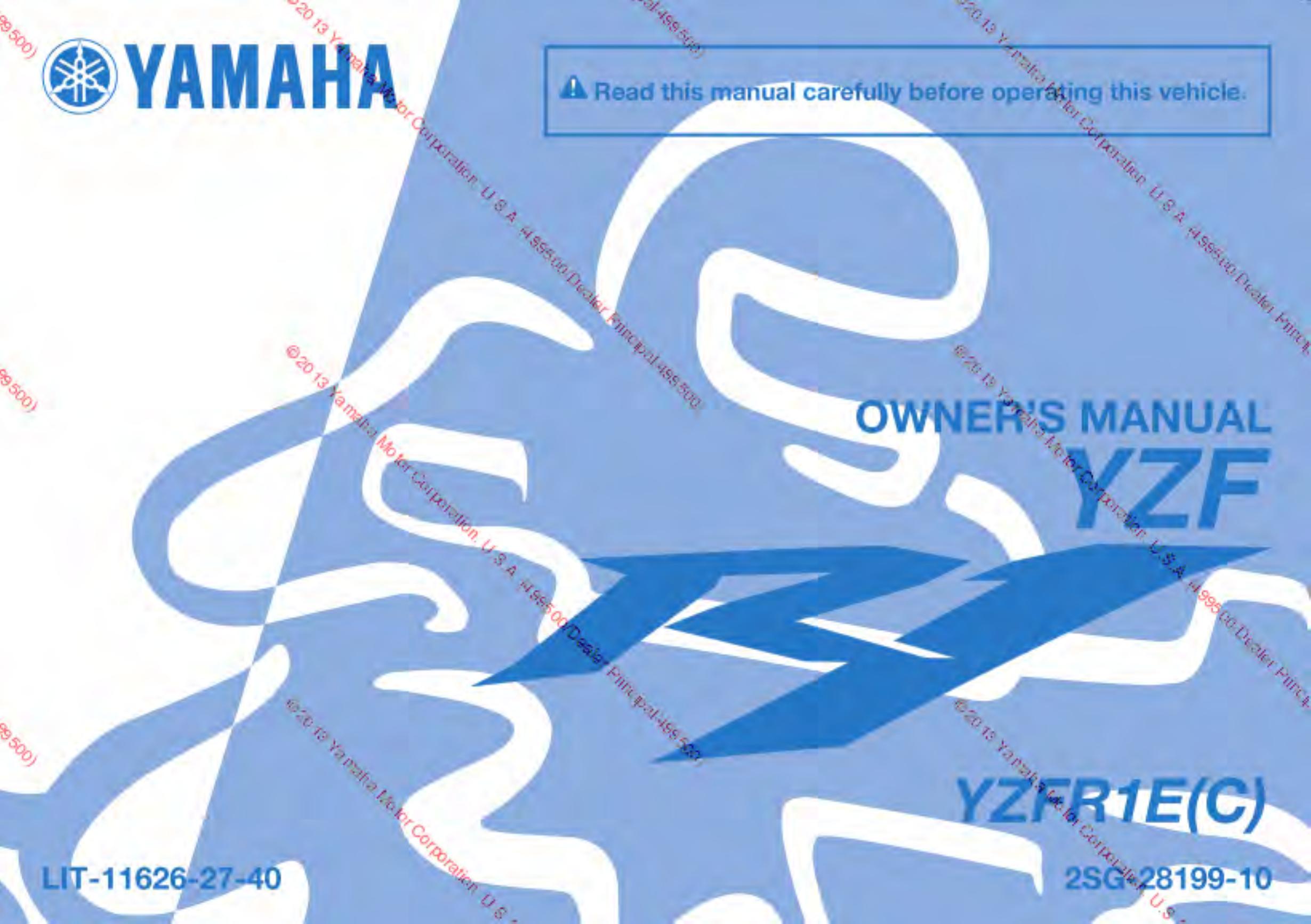 Yamaha YZFR1E(C) Mobility Scooter User Manual
