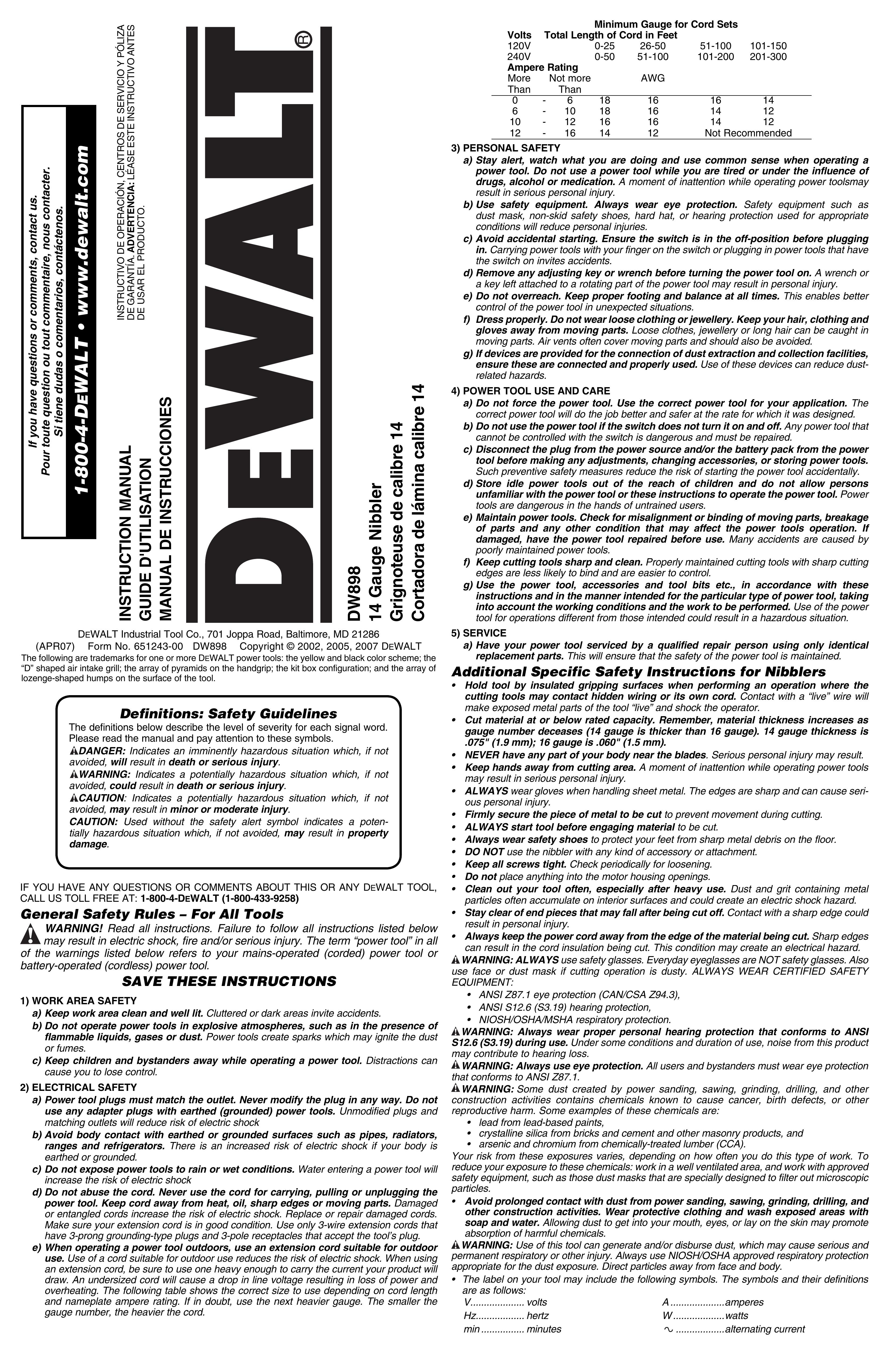 DeWalt DW898 Nebulizer User Manual