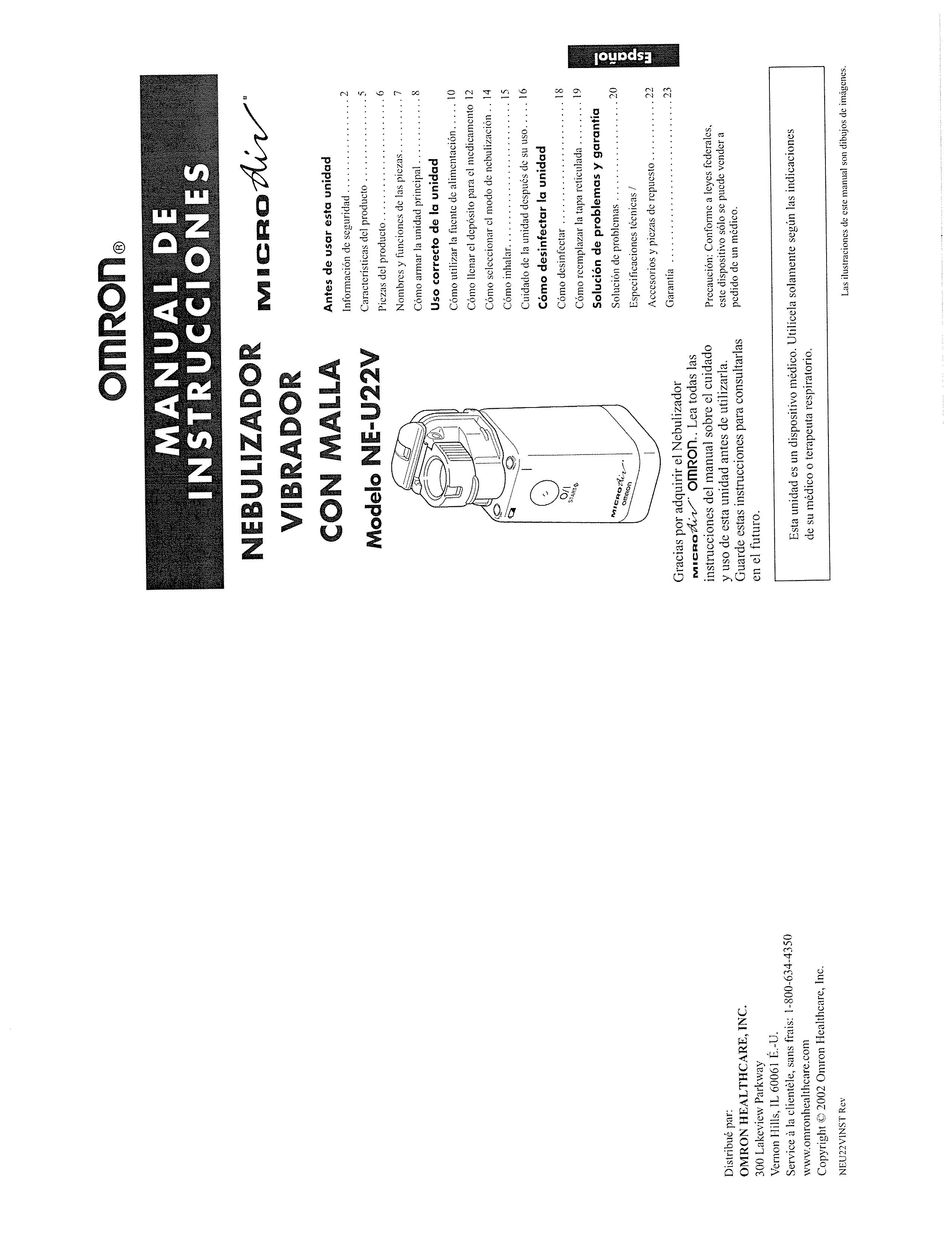 Omron Healthcare NE-U22V Nebulizer User Manual