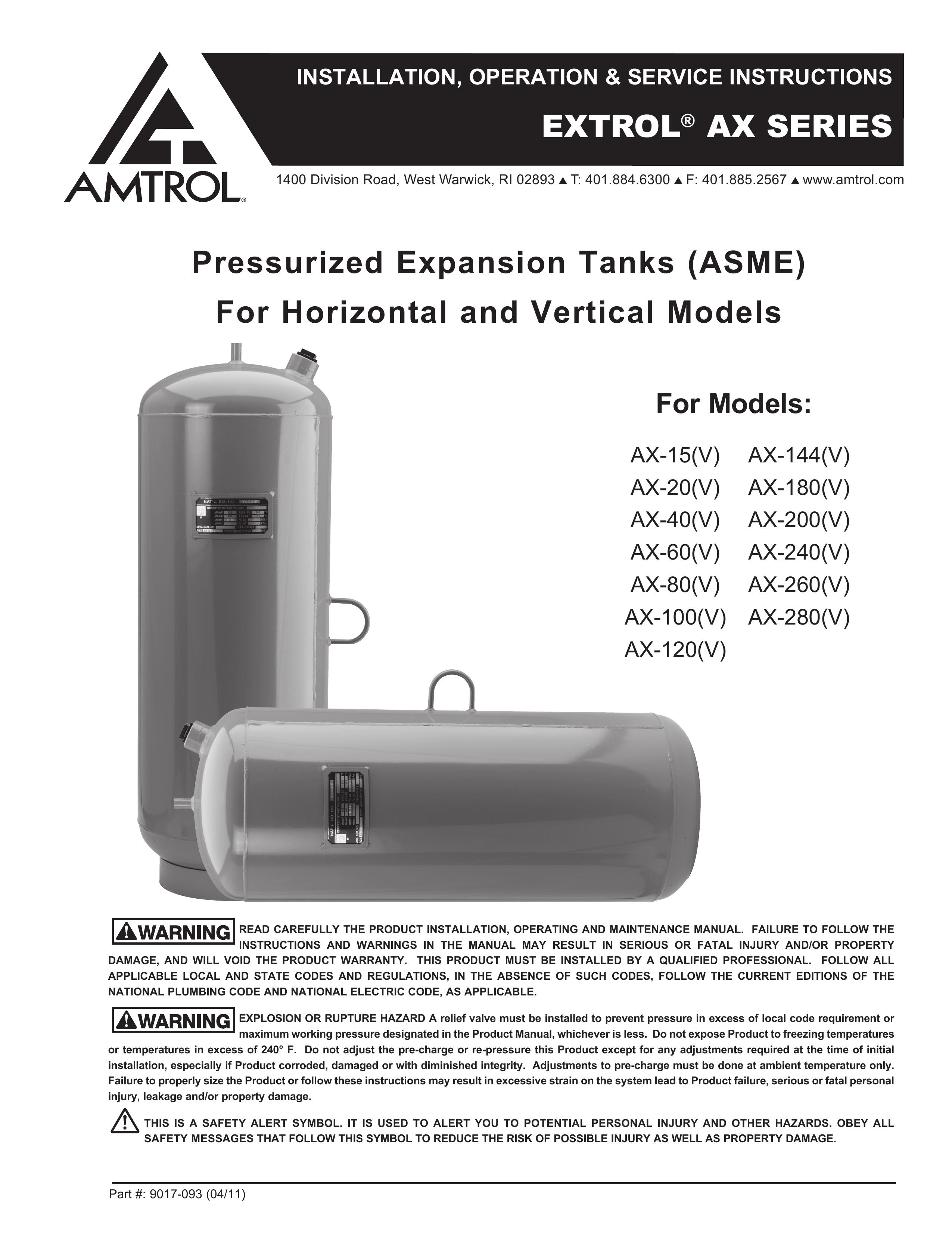 Amtrol AX-144(V) Oxygen Equipment User Manual