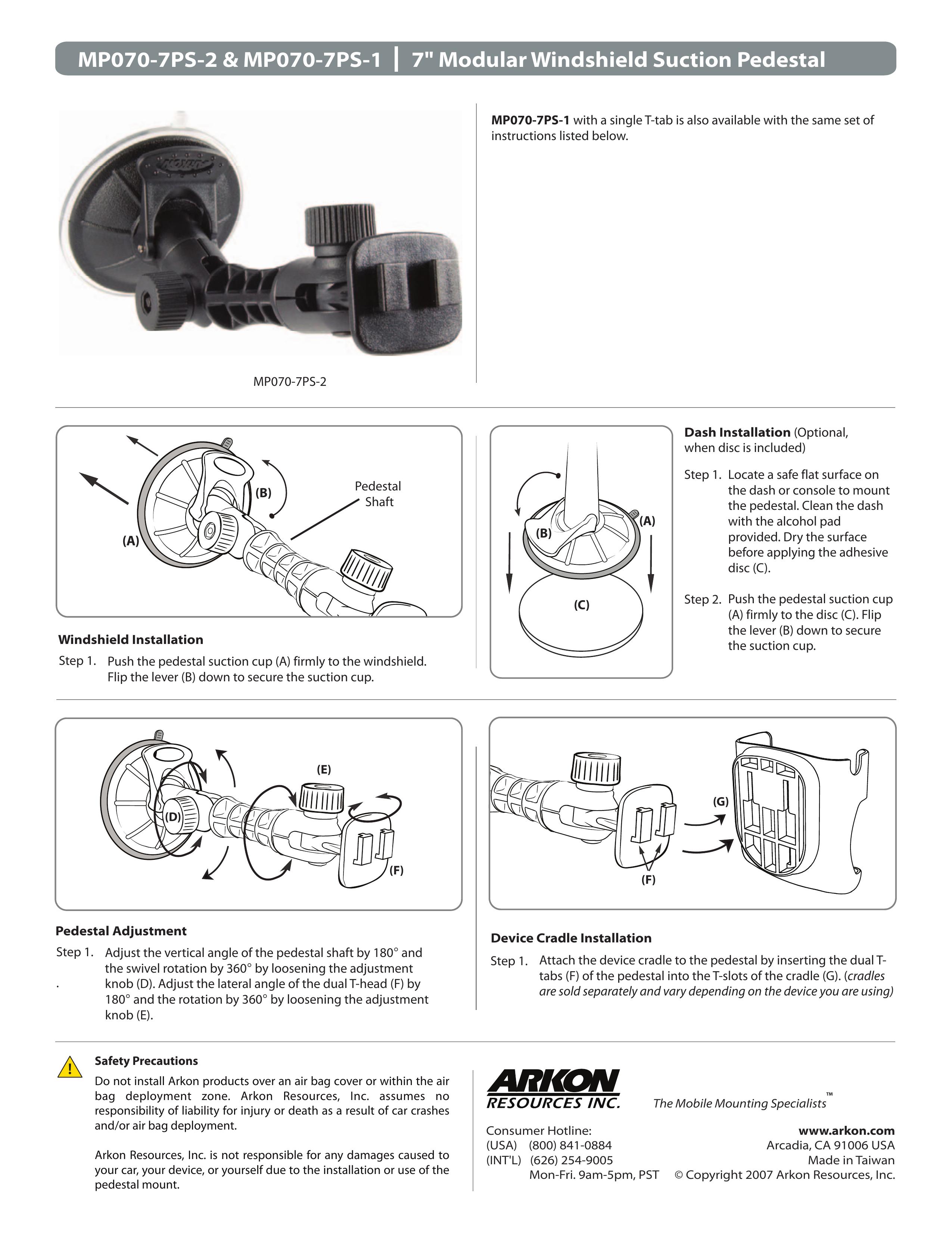 Arkon MP070-7PS-2 Oxygen Equipment User Manual