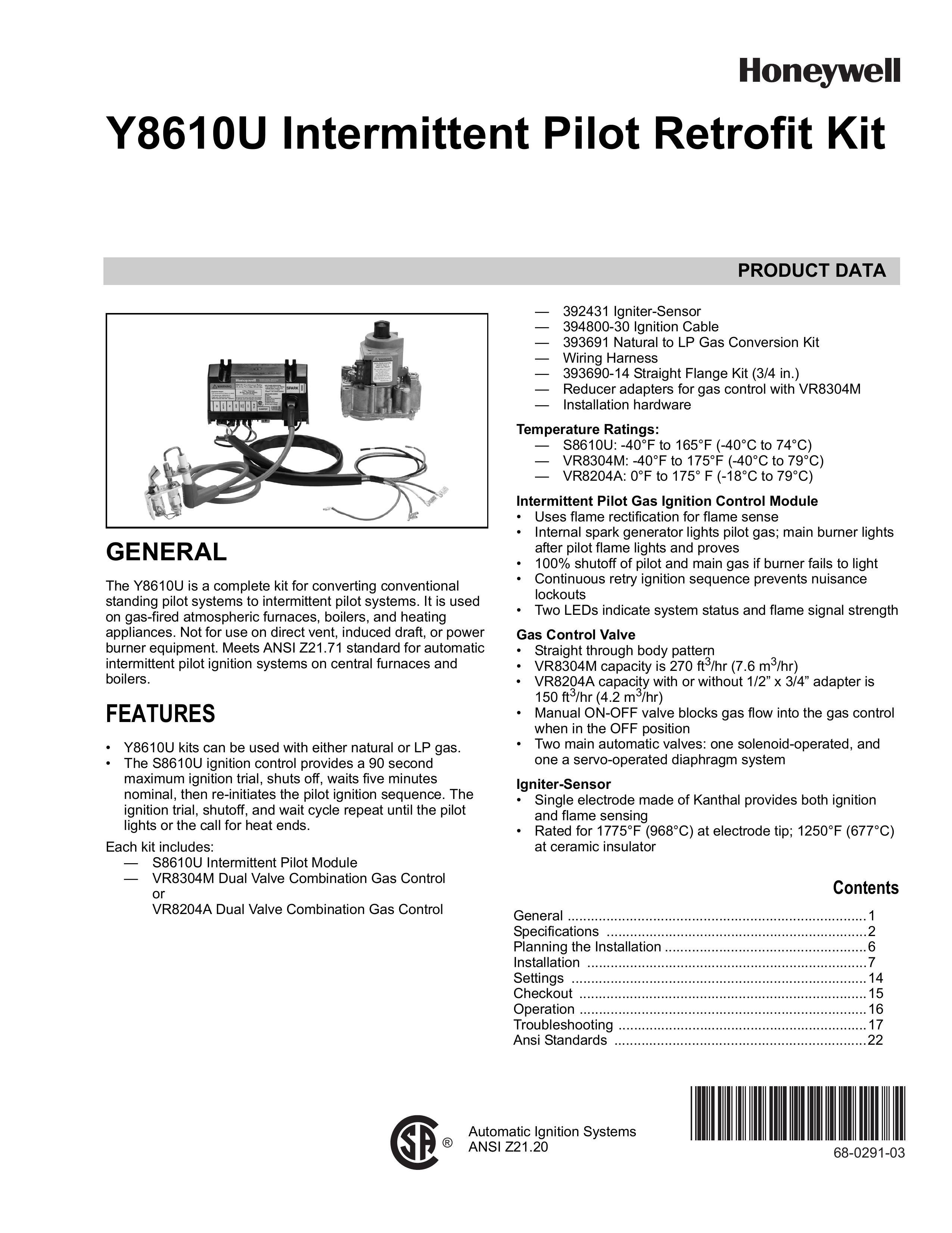 Honeywell Y8610U Oxygen Equipment User Manual