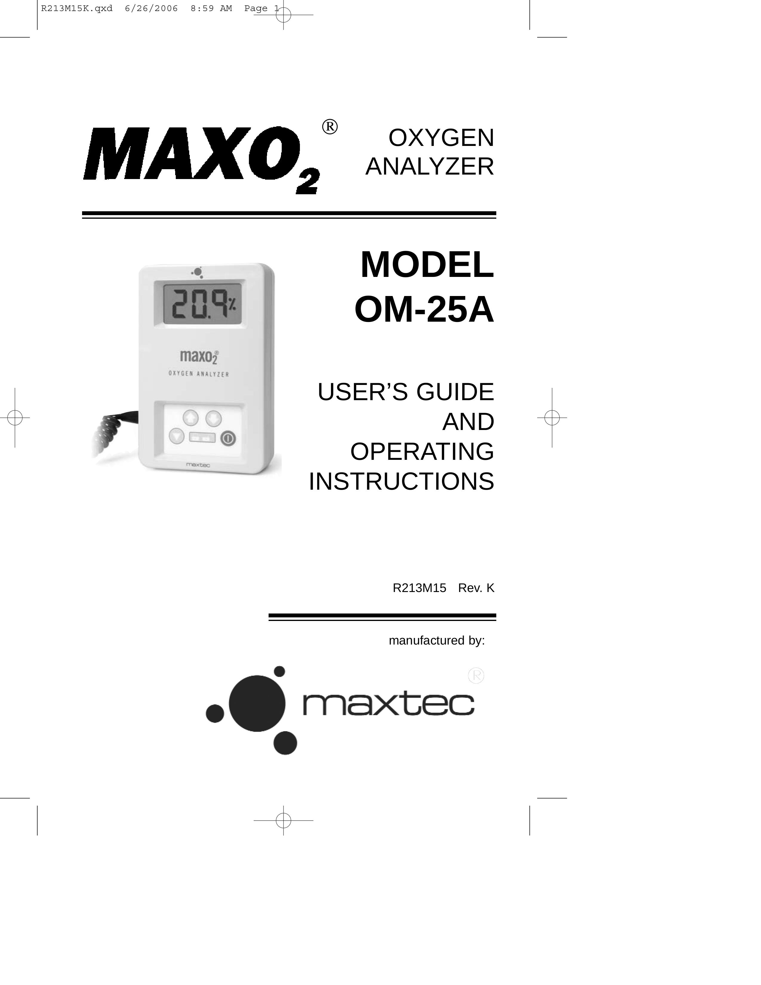 Hoya OM-25A Oxygen Equipment User Manual