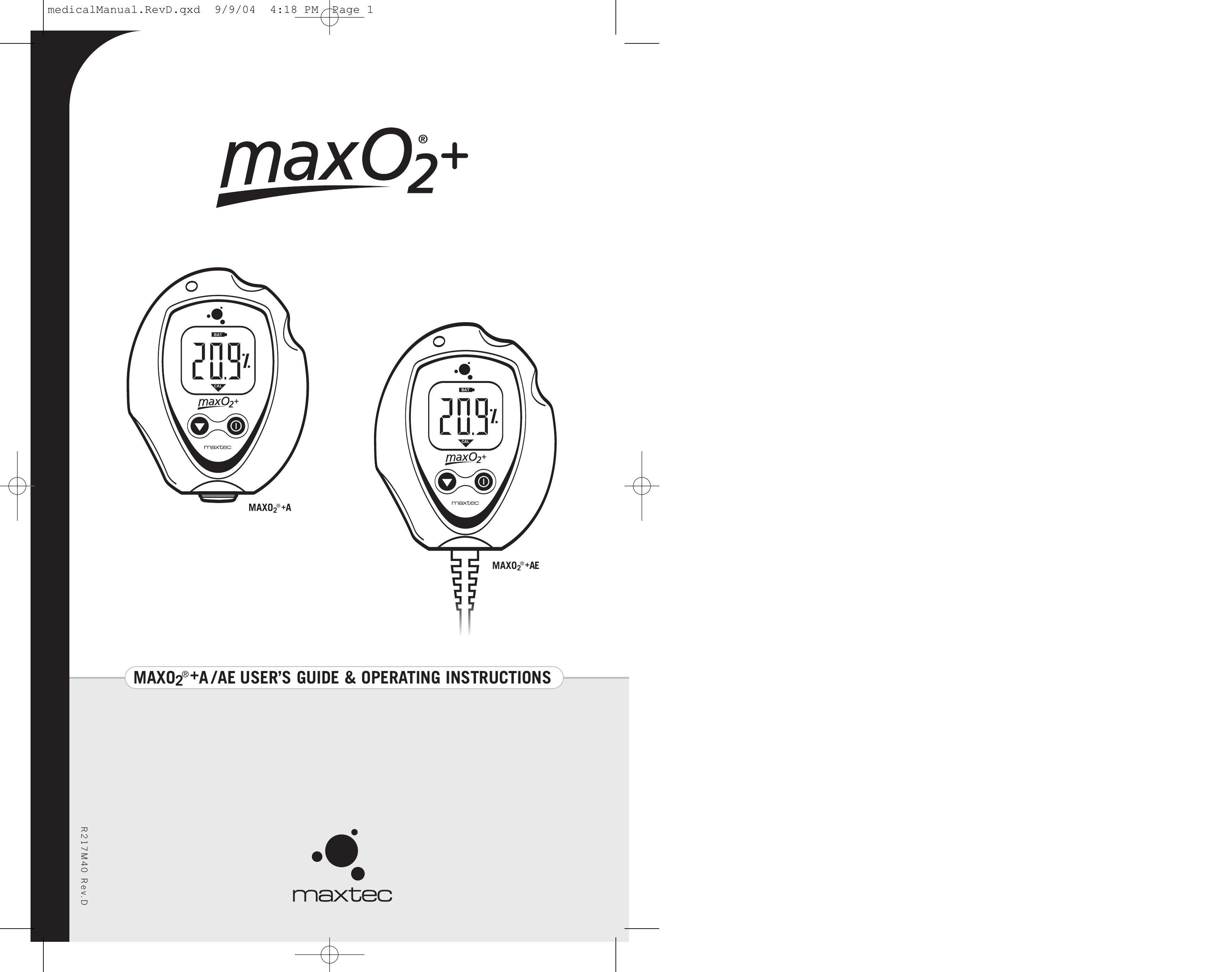 MaxTech MAXO2 Oxygen Equipment User Manual