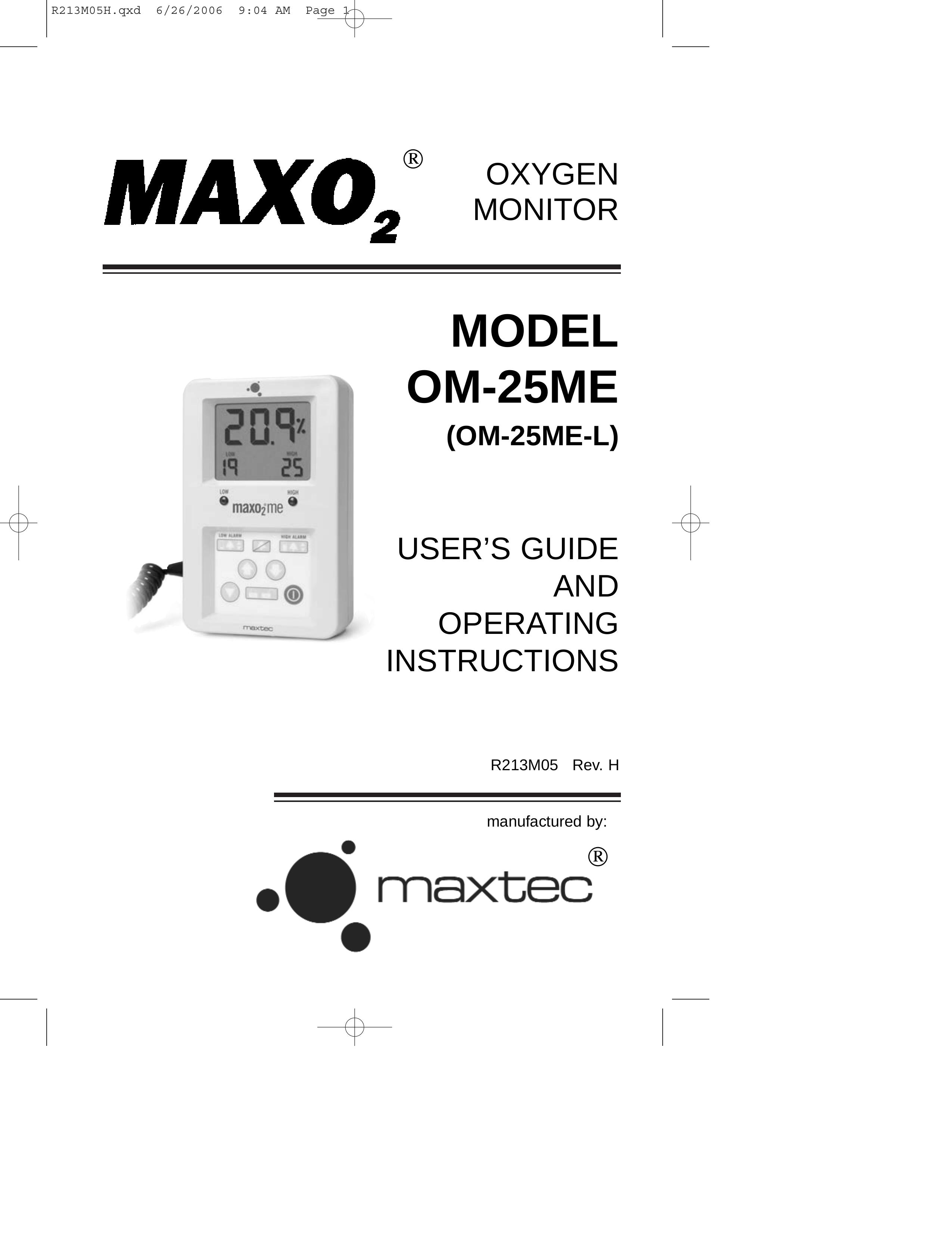 MaxTech OM-25ME Oxygen Equipment User Manual